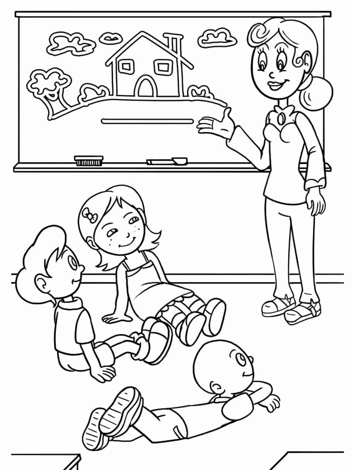 Teacher Day School Supplies Coloring Pages