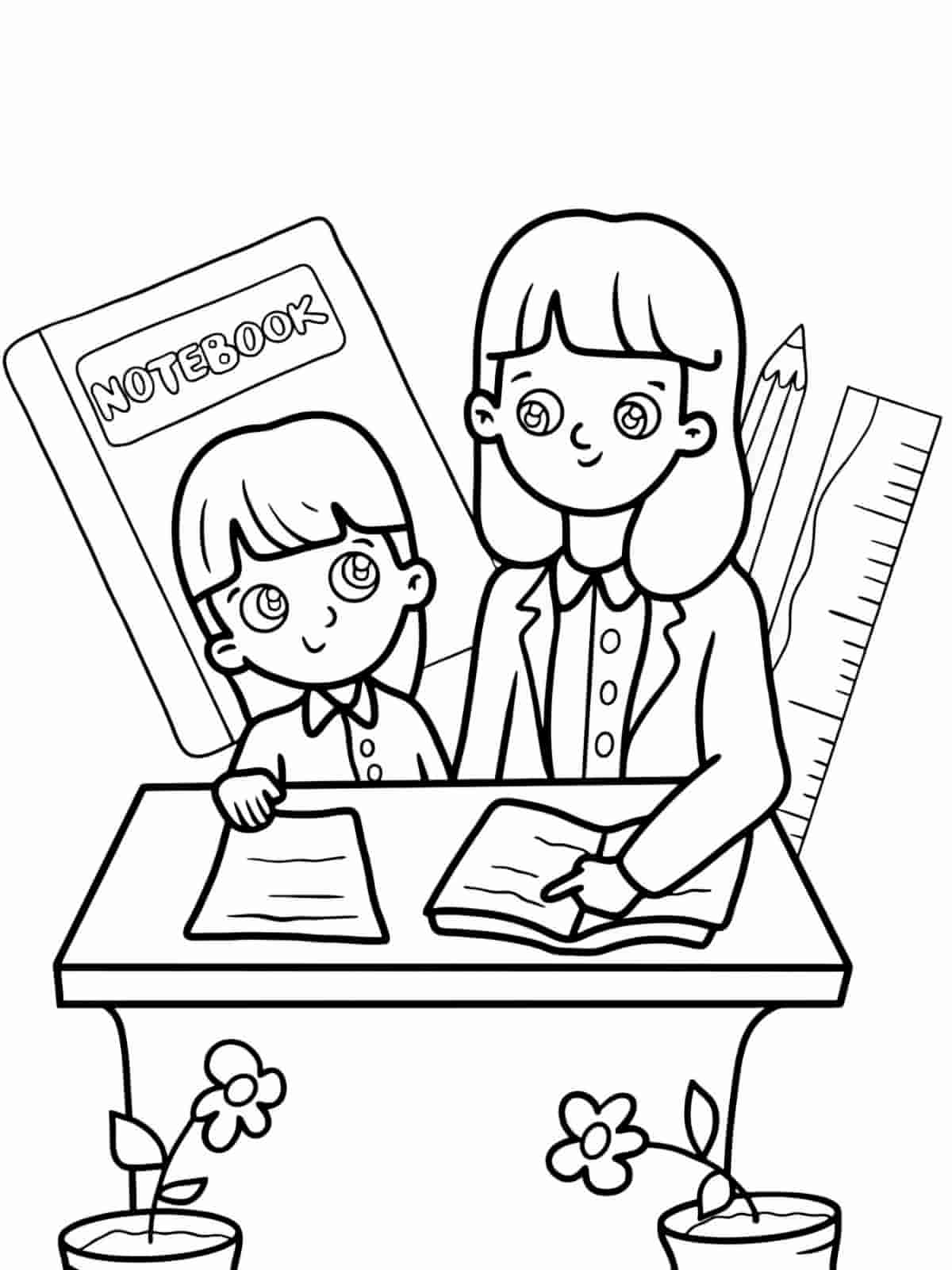 Teacher Day Thank You Note Coloring Pages