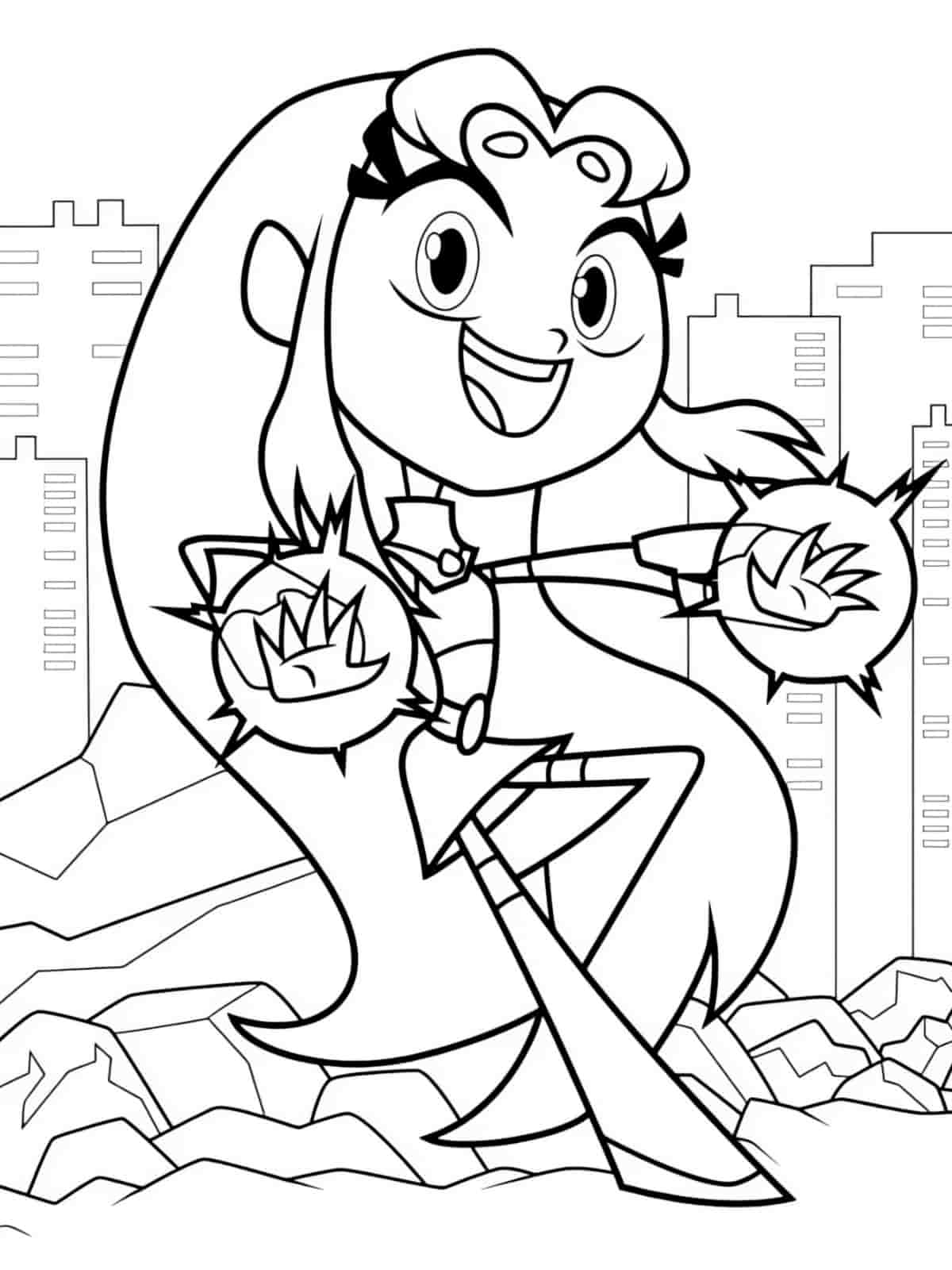 Teen Titans Go Action Coloring Page