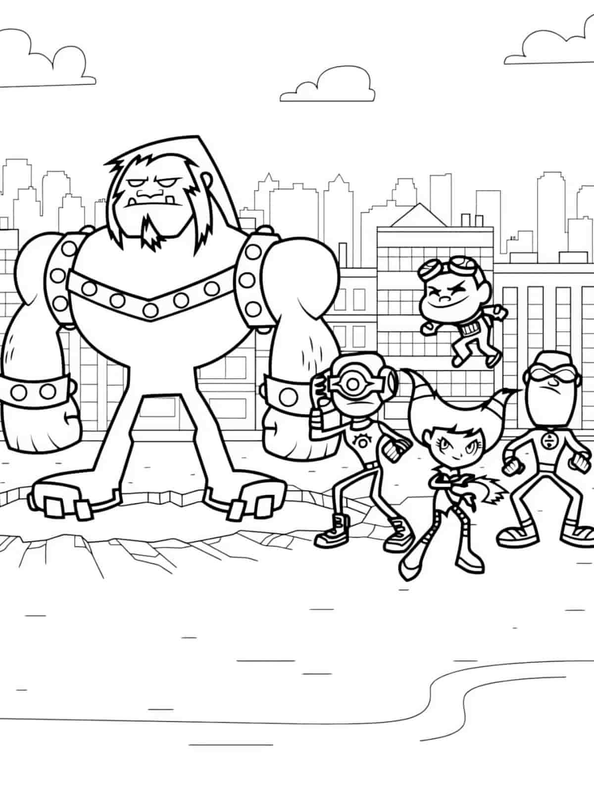 Teen Titans Go Cartoon Coloring Page