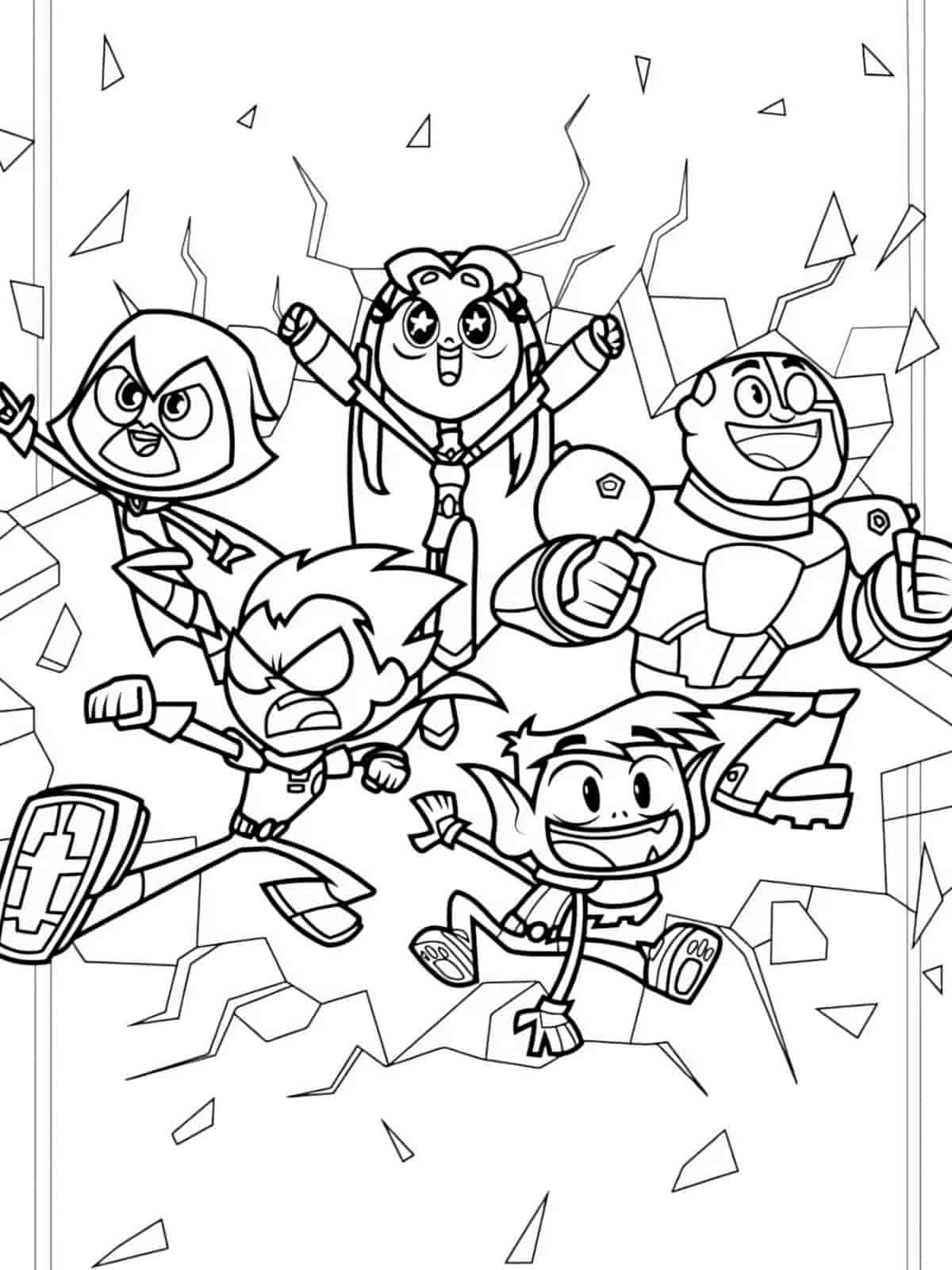 Teen Titans Go Team Coloring Page