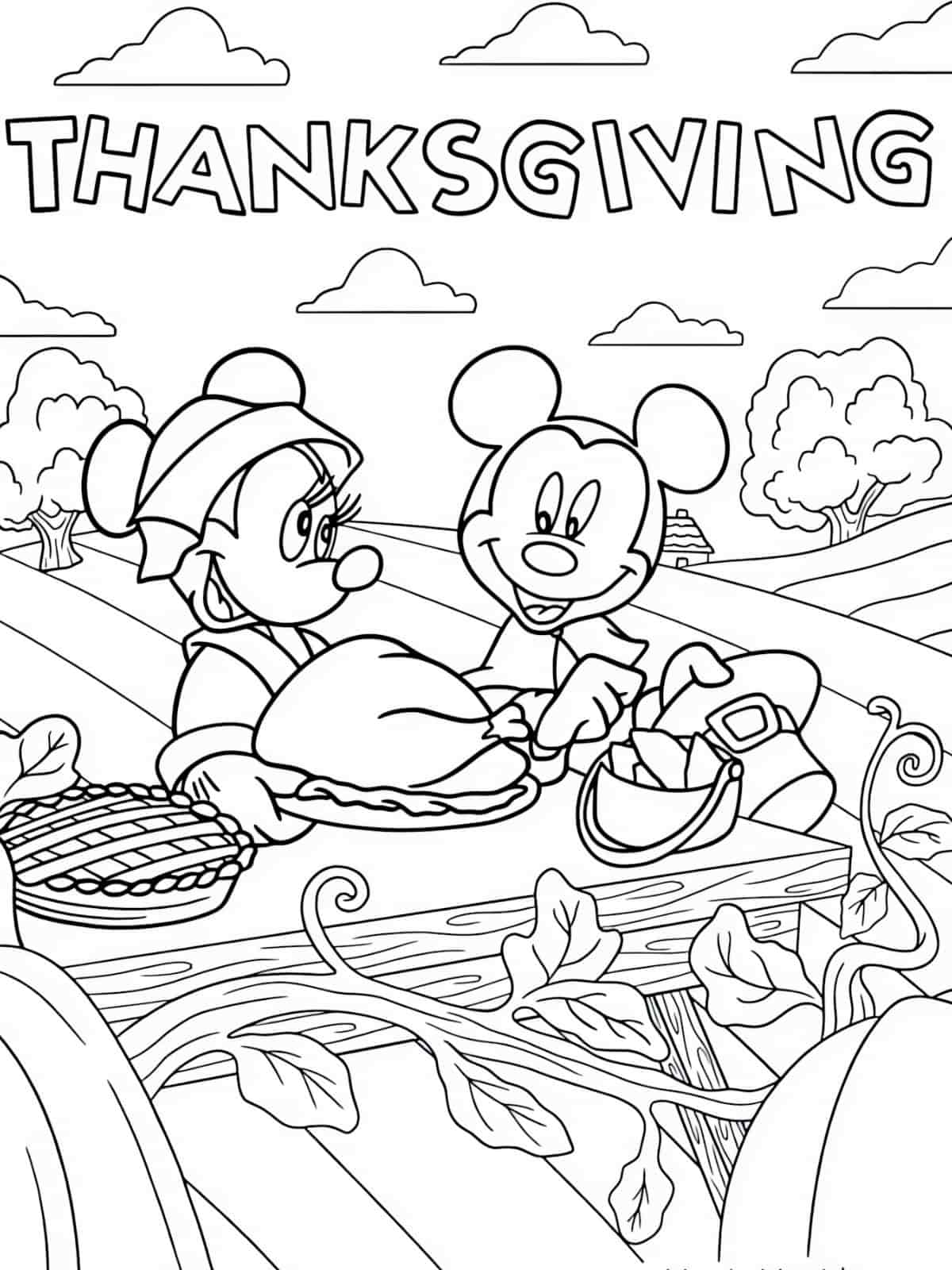 Thanksgiving Coloring Pages Featuring Harvest Items