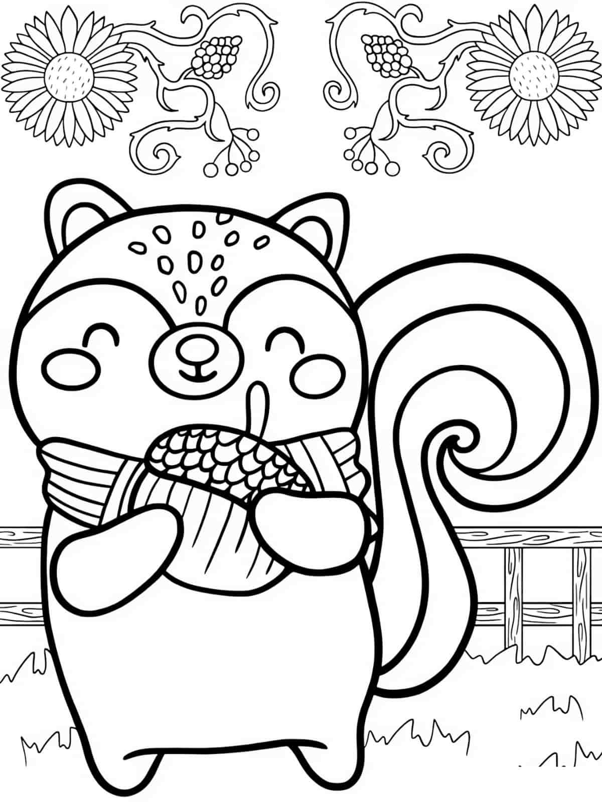 Thanksgiving Fall Animals Coloring Pages For Children