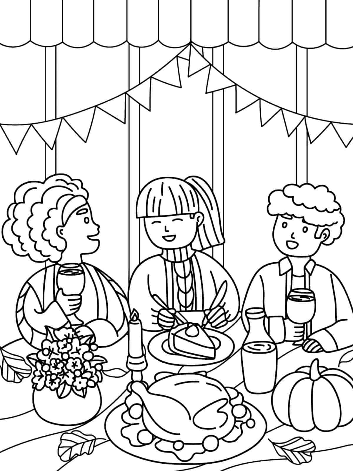 Thanksgiving Friends And Family Coloring Sheets