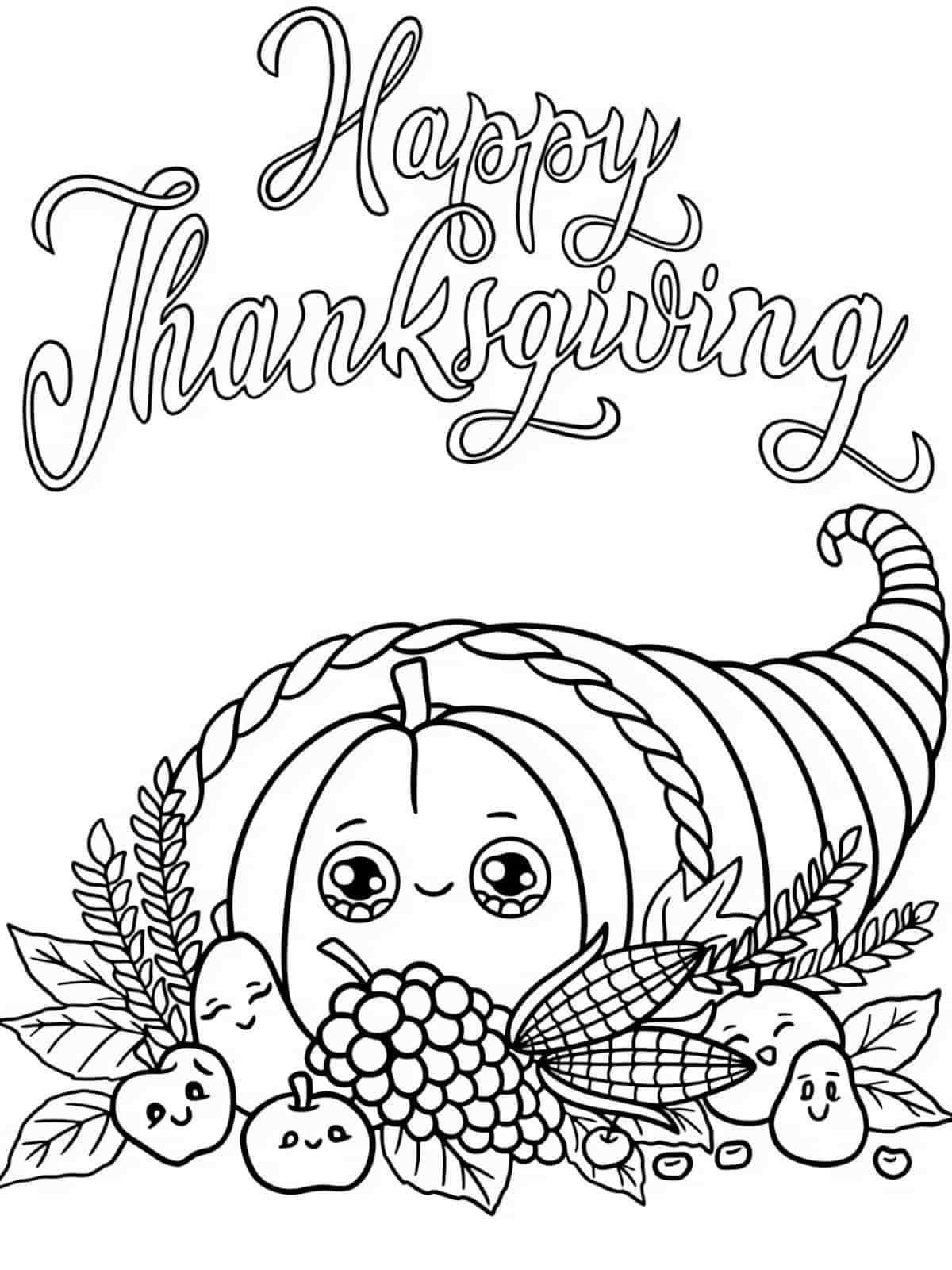 Thanksgiving Thank You Cards Coloring Pages For Kids