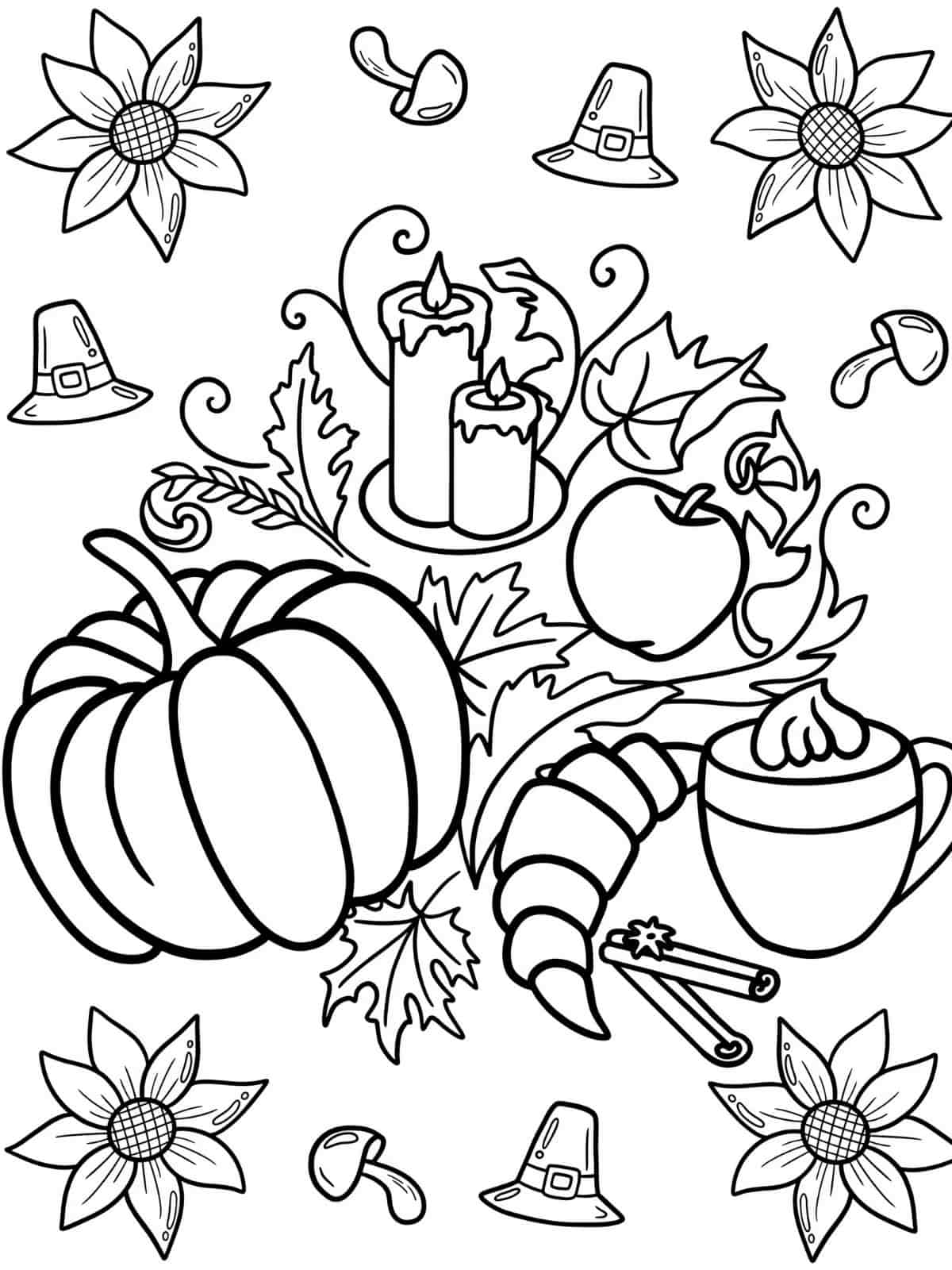 Thanksgiving Tree Coloring Pages For Kids