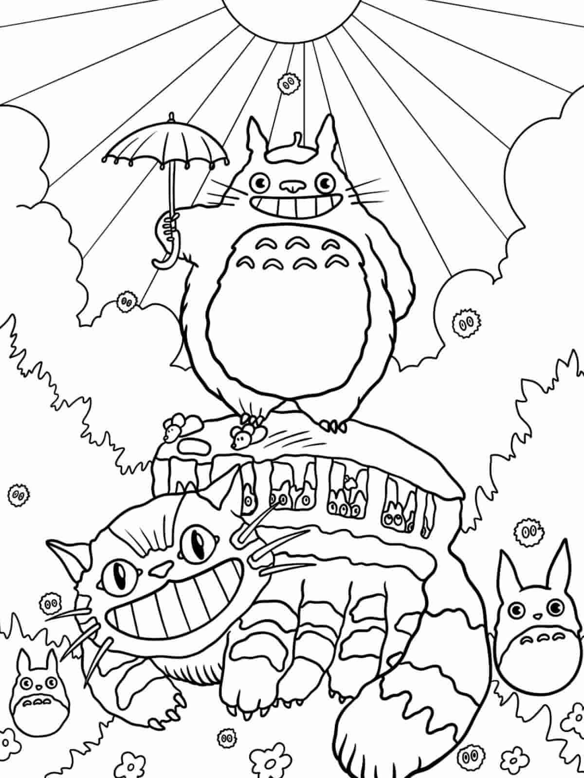 Totoro In Forest Coloring Pages