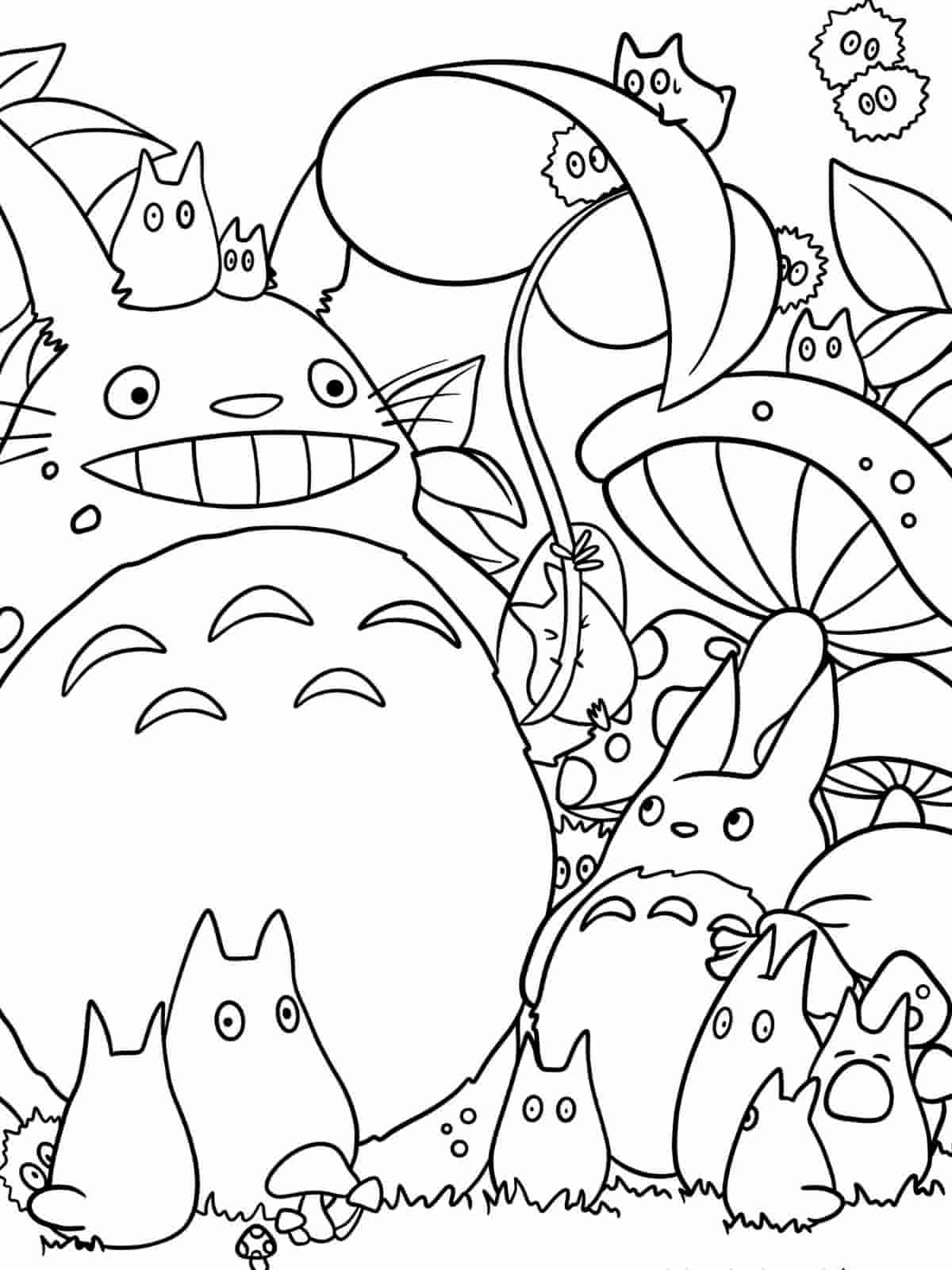 Totoro Rainy Day Coloring Pages