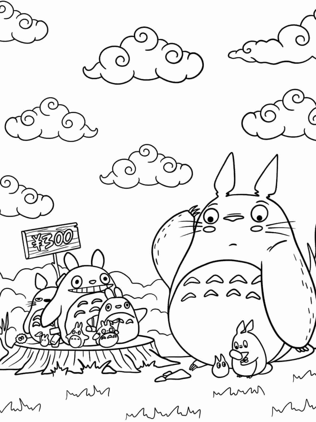 Totoro Sleeping Coloring Pages