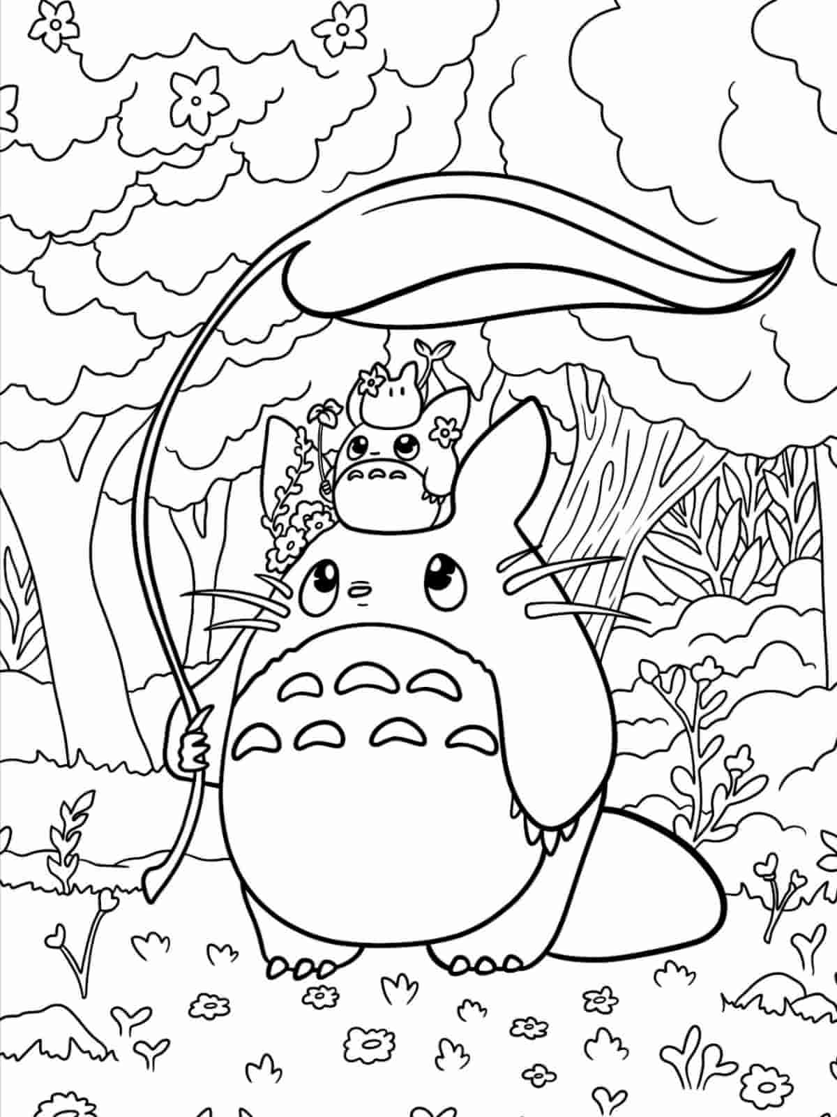 Totoro Under Tree Coloring Pages