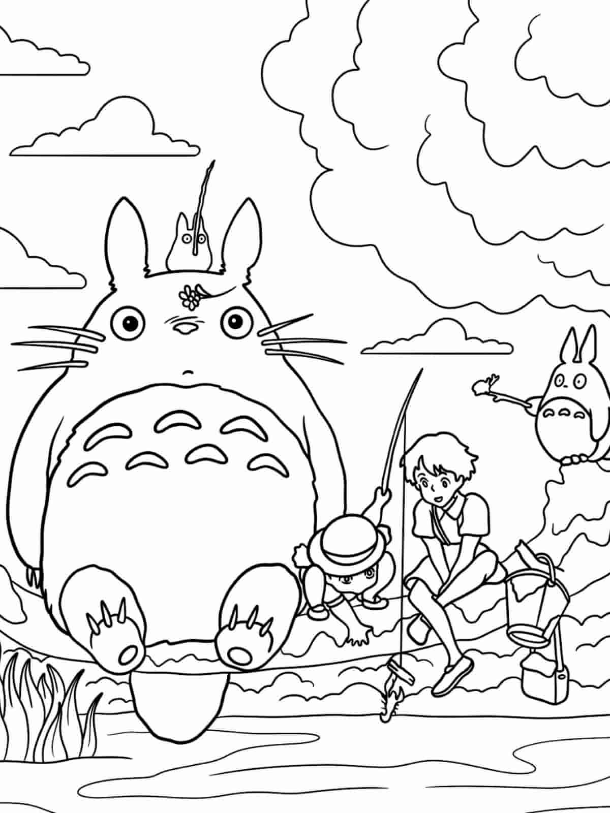 Totoro Waving Coloring Pages