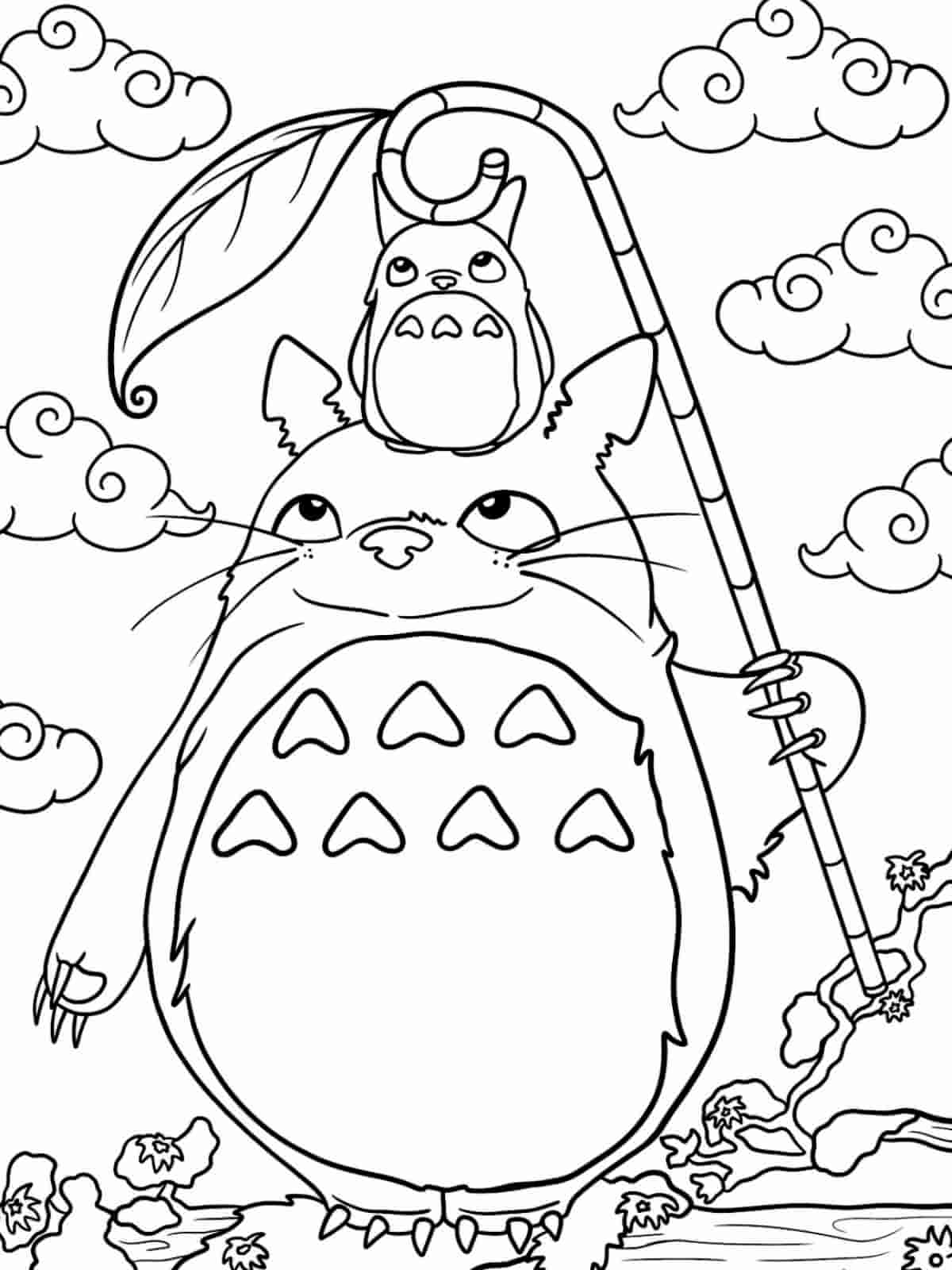 Totoro With Acorns Coloring Pages