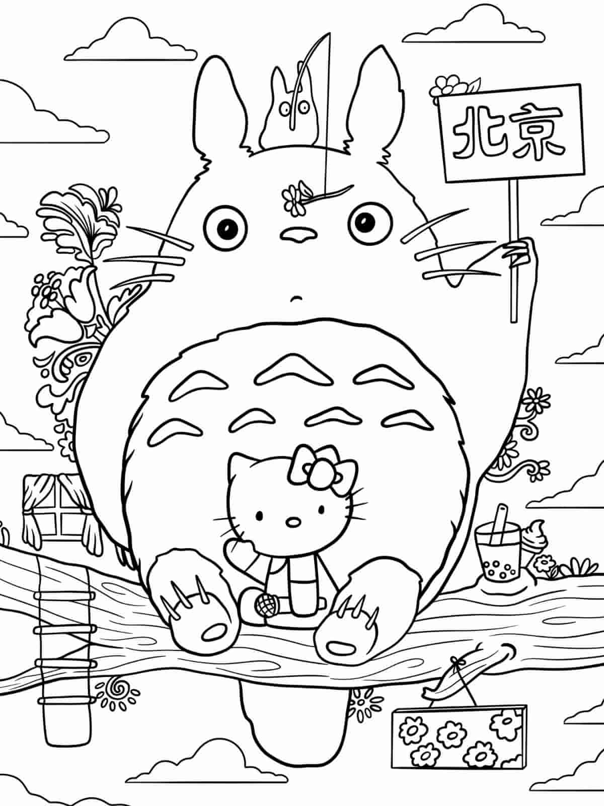 Totoro With Satsuki And Mei Coloring Pages