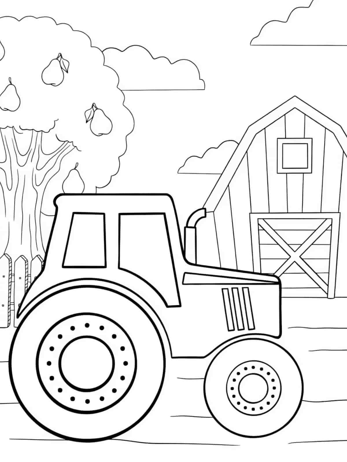 Tractor And Farm Animal Coloring Pages