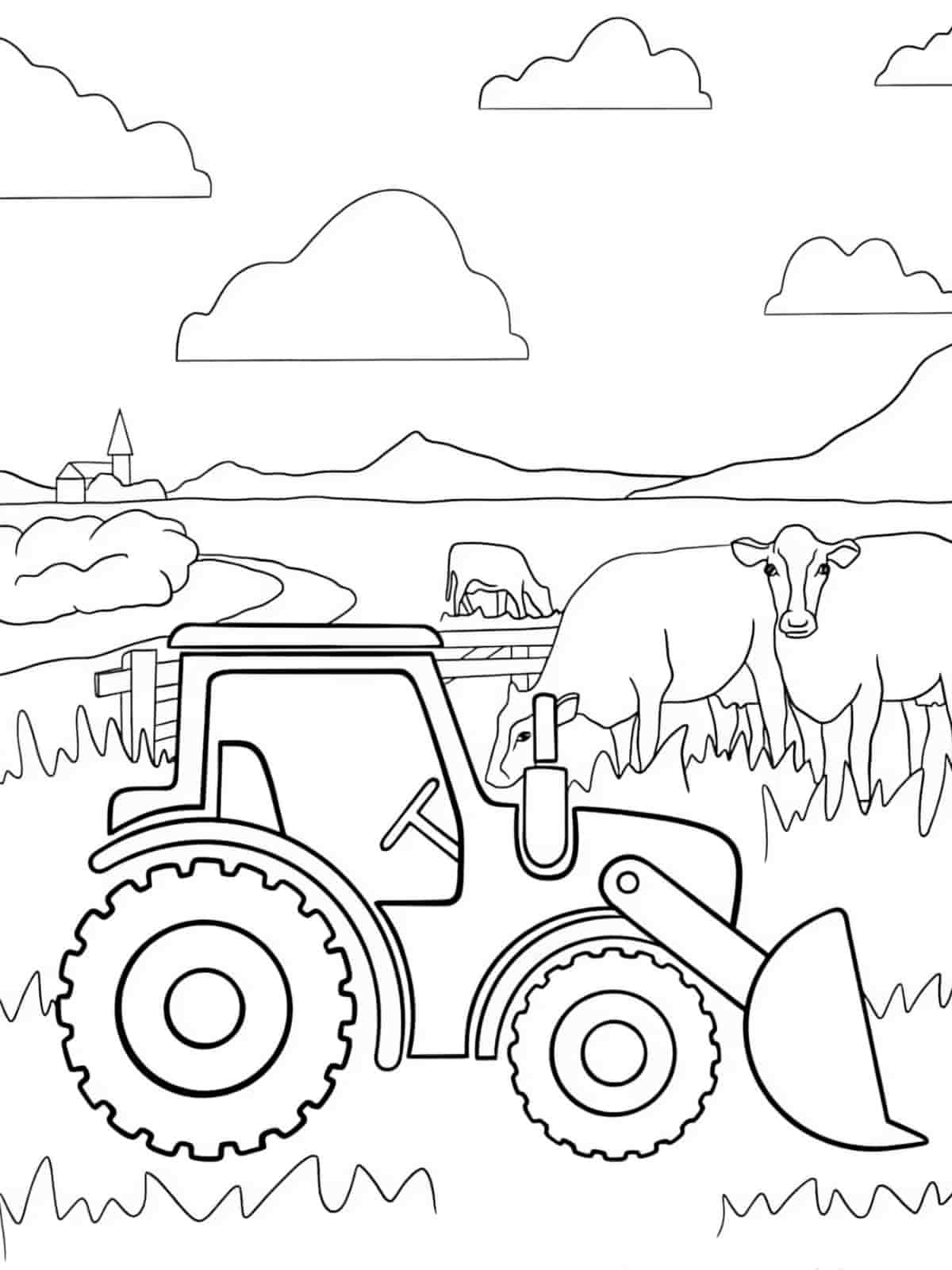 Tractor On Farm Coloring Pages