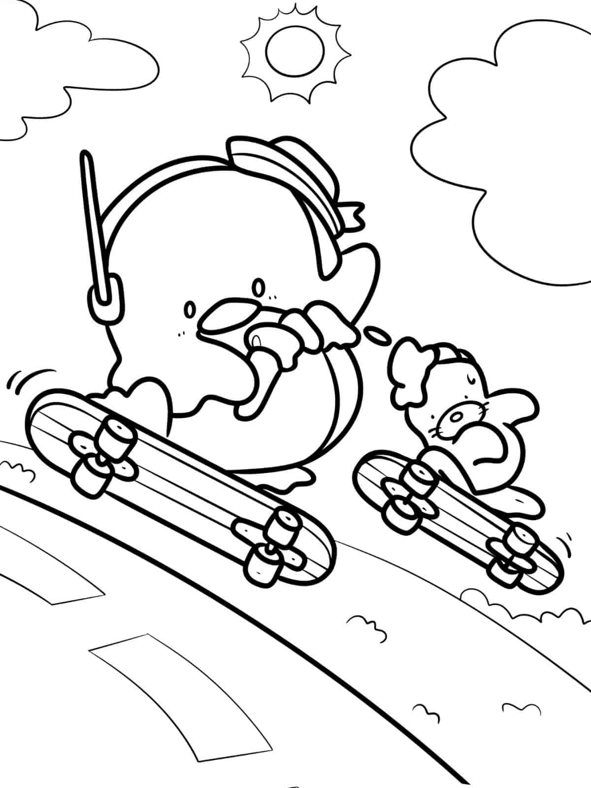 Tuxedo Sam Surfing Coloring Pages