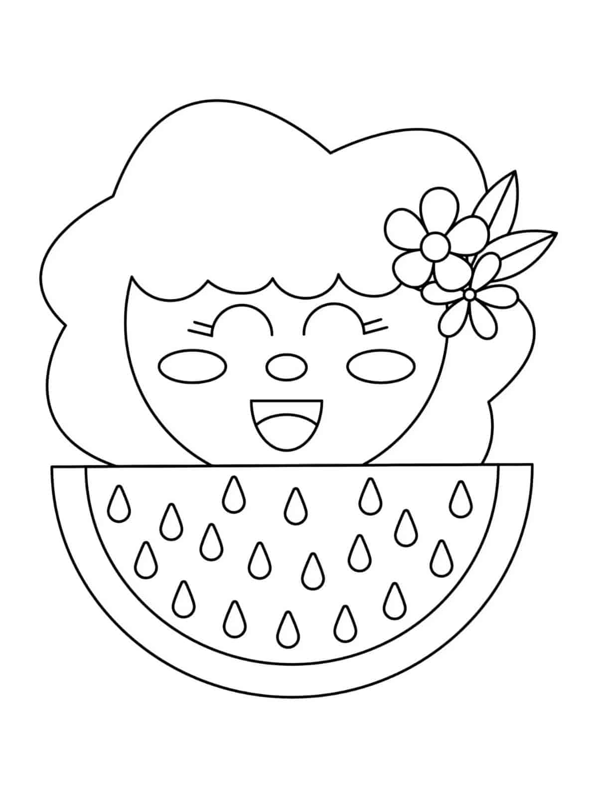 Watermelon In A Fruit Bowl Coloring Pages