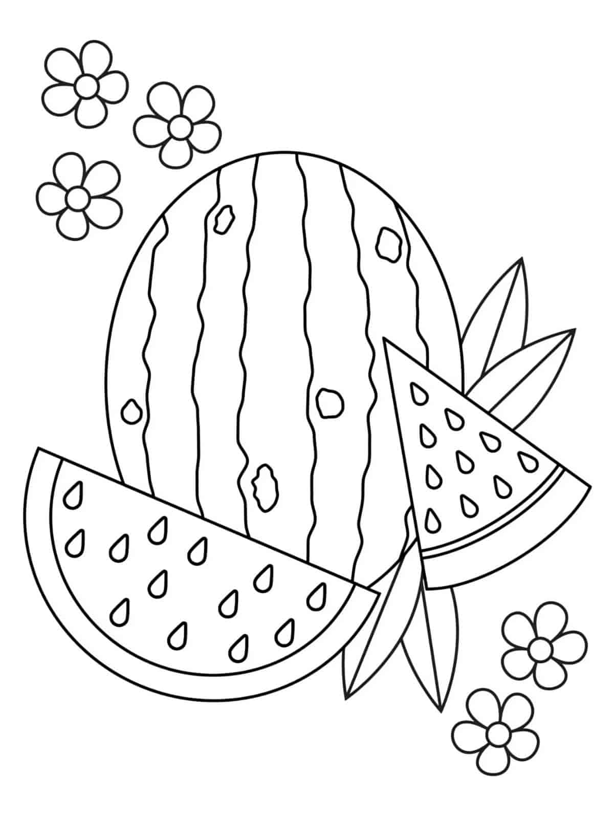 Watermelon On A Plate Coloring Pages