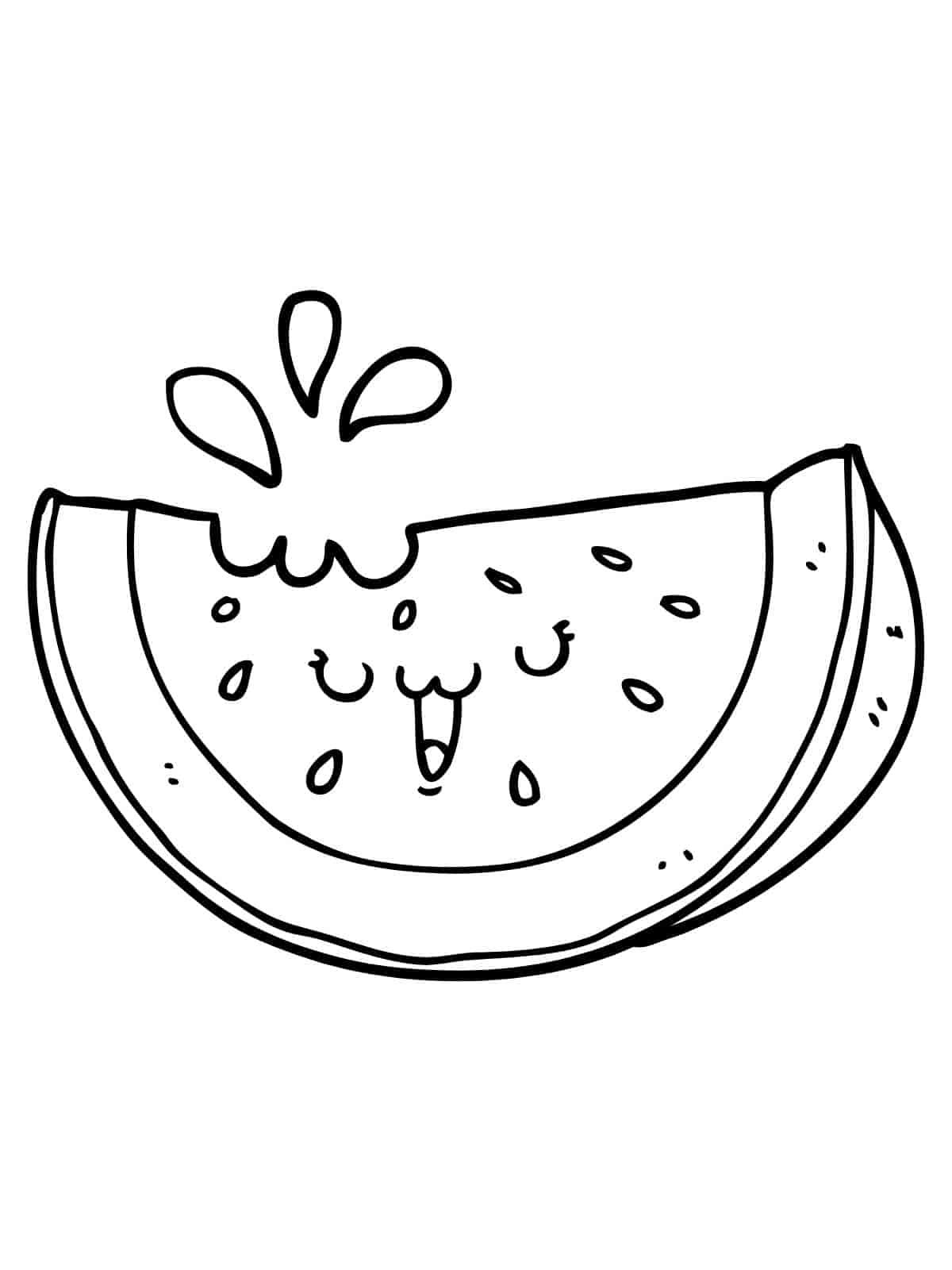 Watermelon With A Smile Coloring Pages