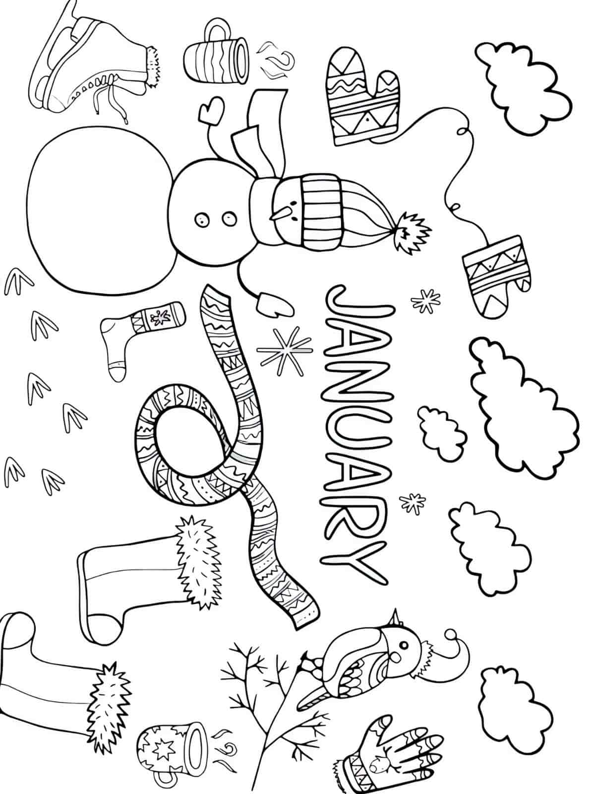 Winter Landscape January Coloring Pages