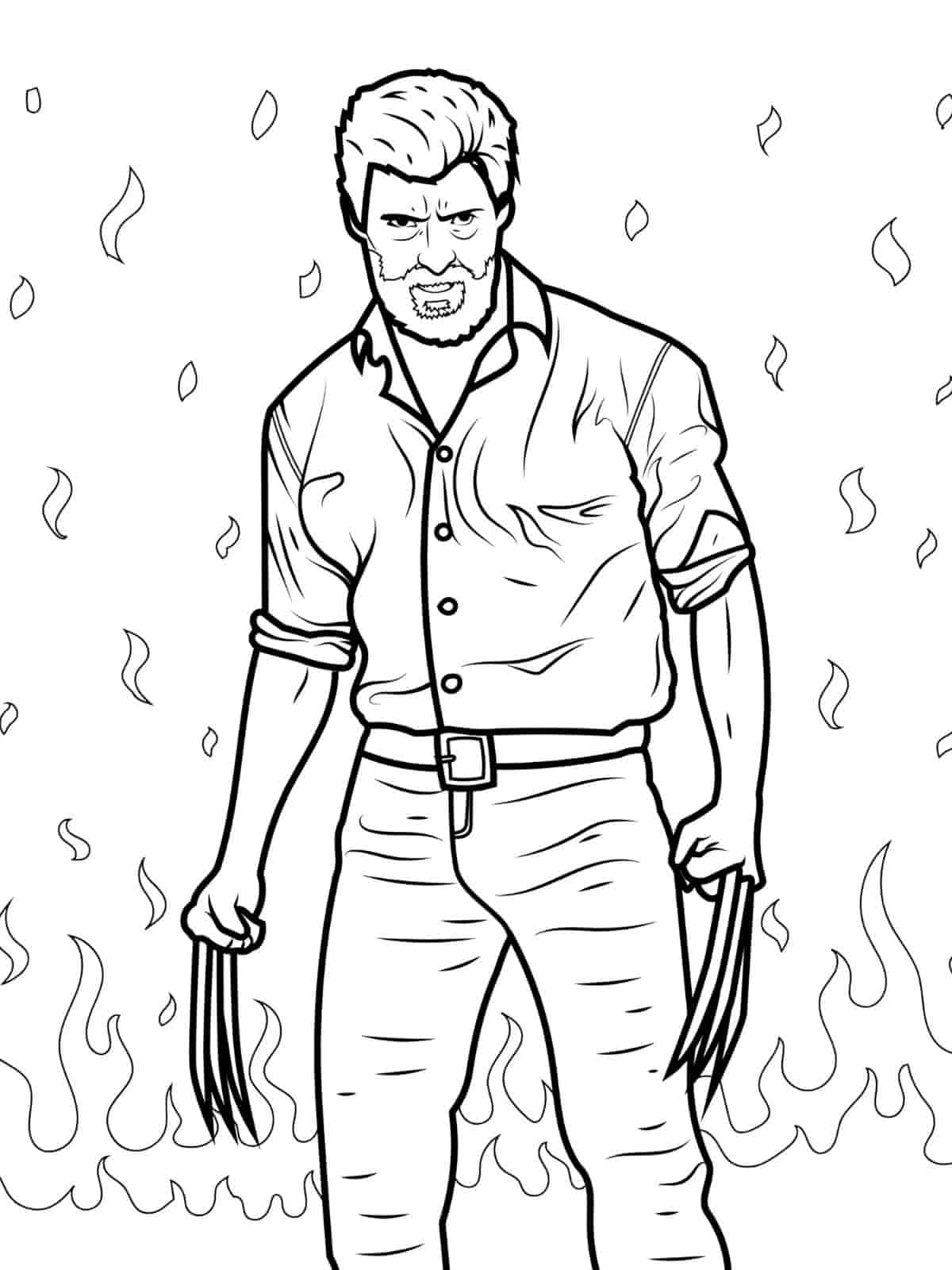 Wolverine Action Coloring Page