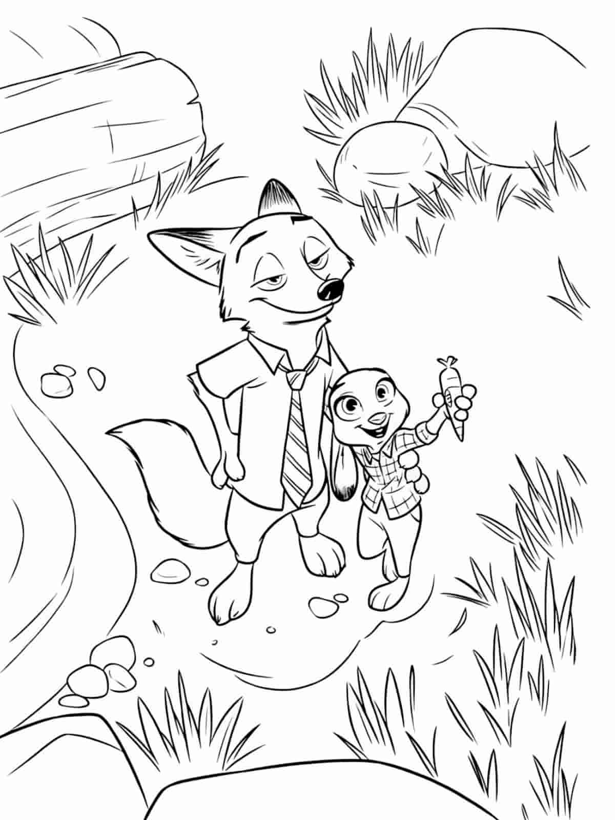 Zootopia Characters Coloring Pages For Adults