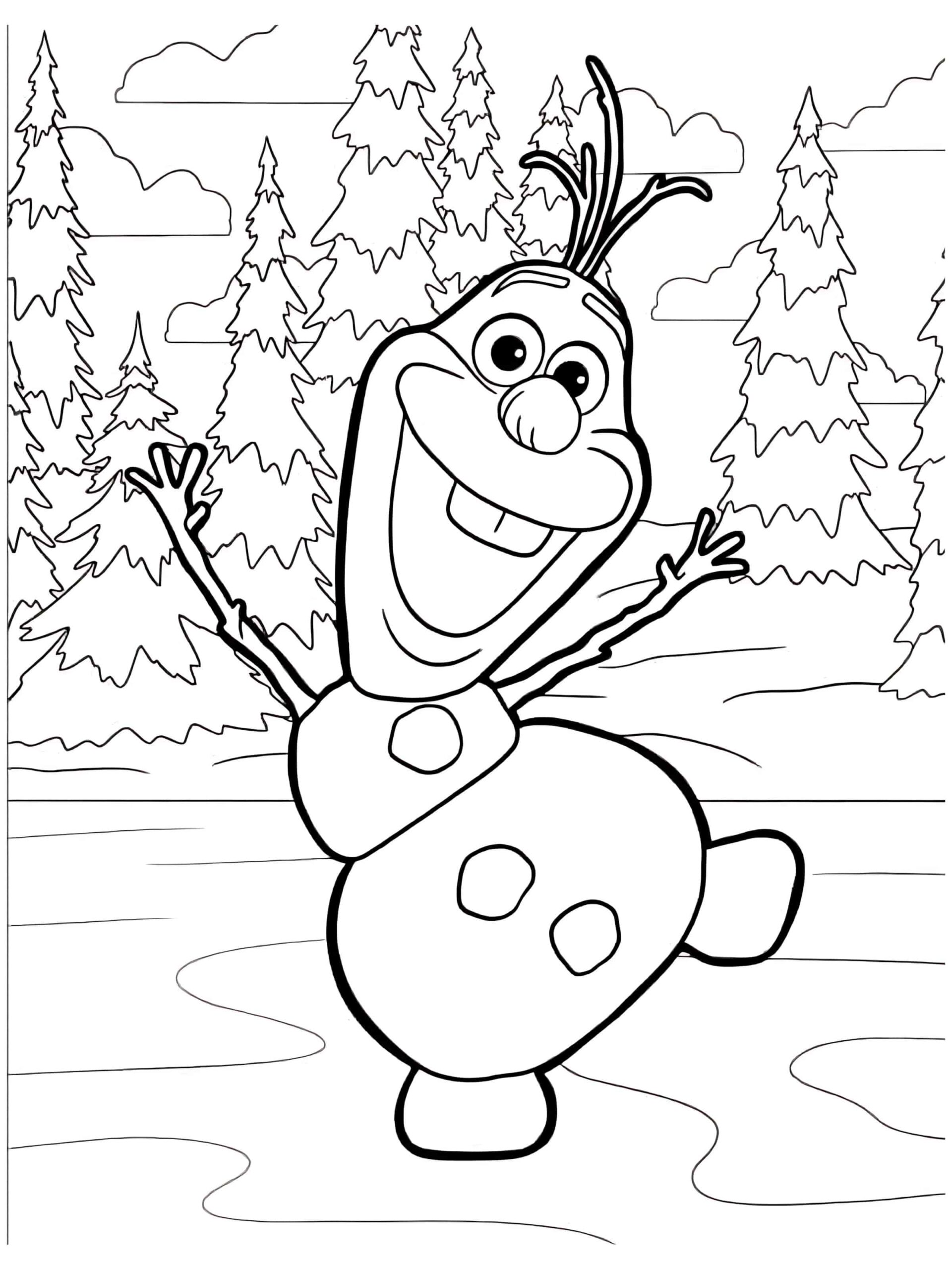 Coloring Page Of Olaf Snowman