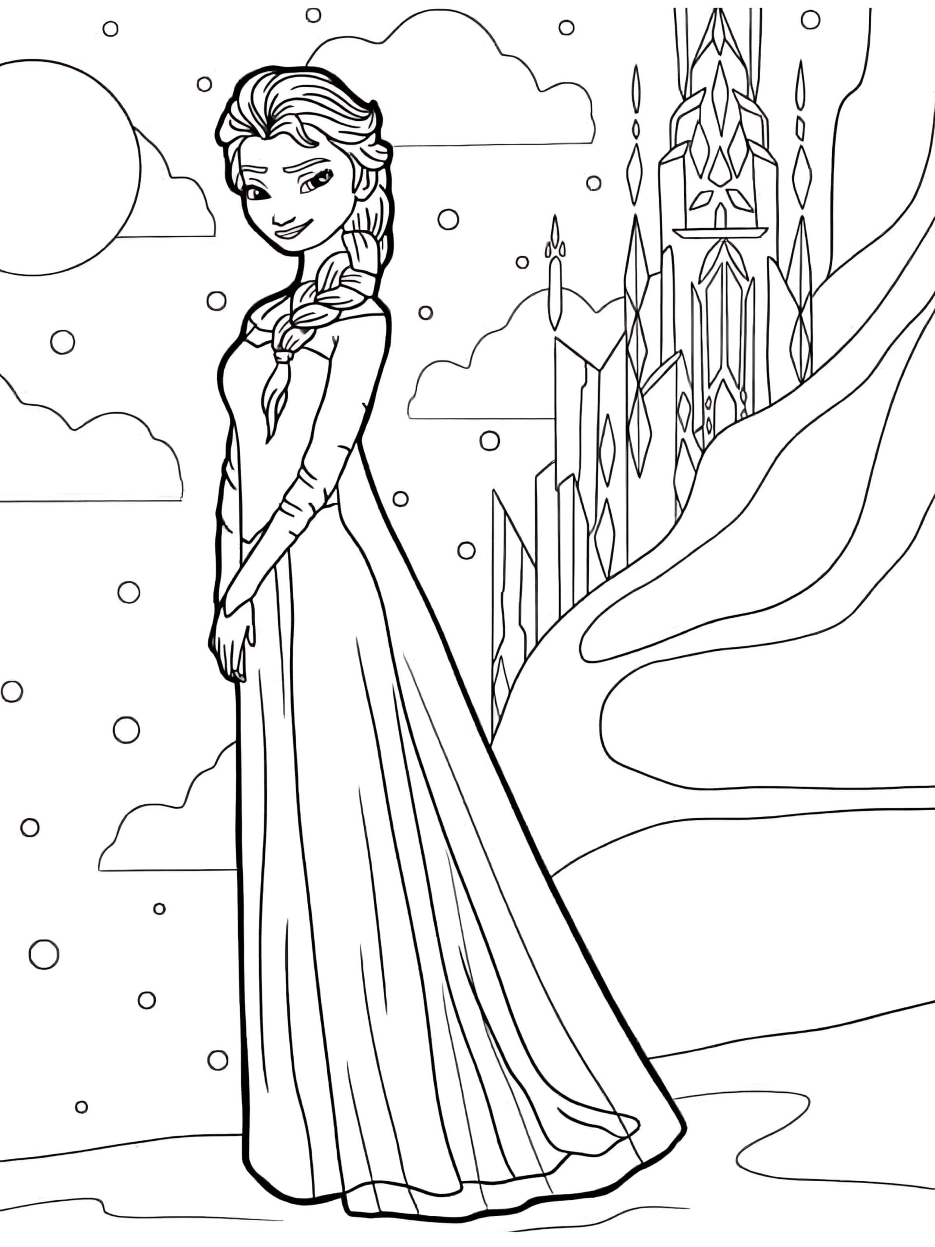 Elsa In Front Of The Ice Castle