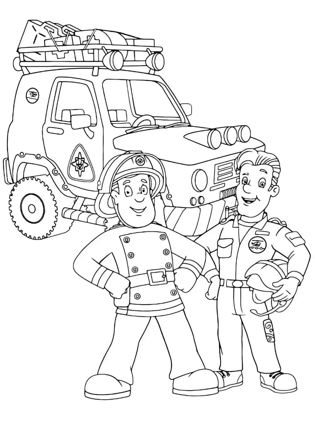 Fireman Sam Climbing Ladder Coloring Pages