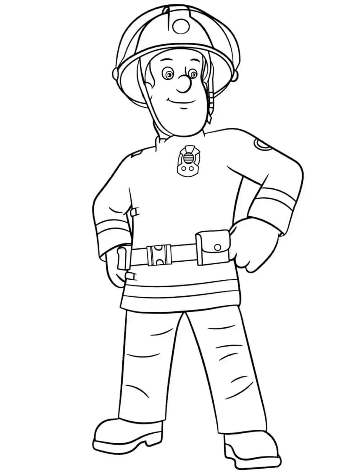 Fireman Sam Extinguishing Fire Coloring Pages