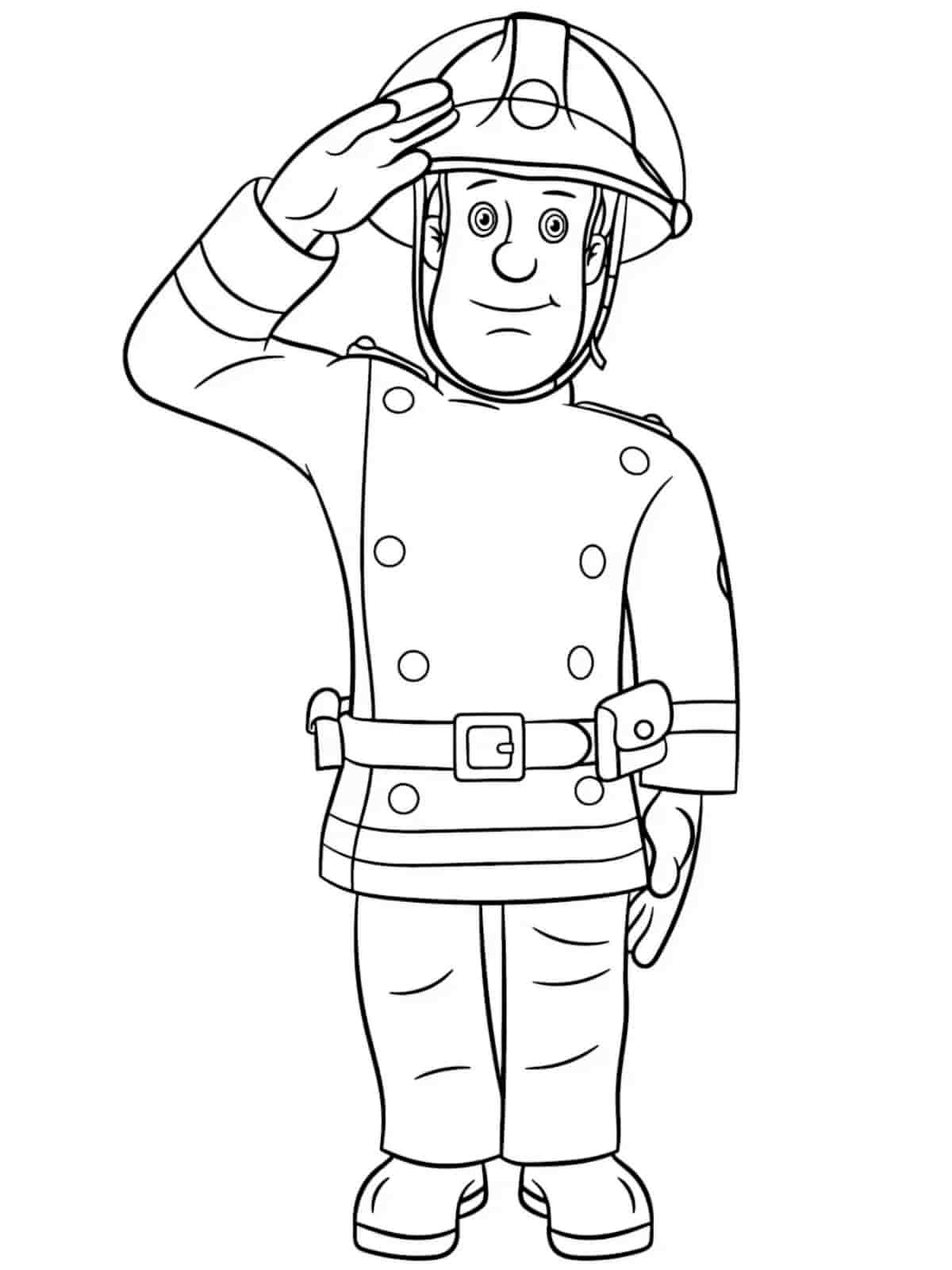 Fireman Sam Holding Fire Extinguisher Coloring Pages