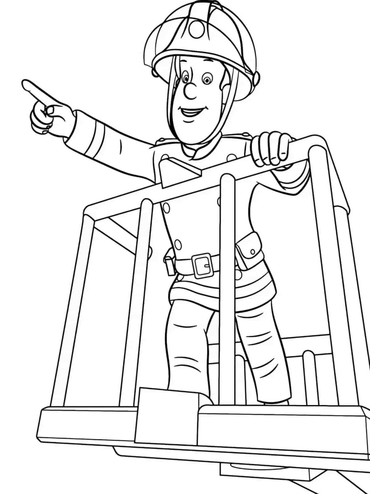 Fireman Sam On A Call Coloring Pages