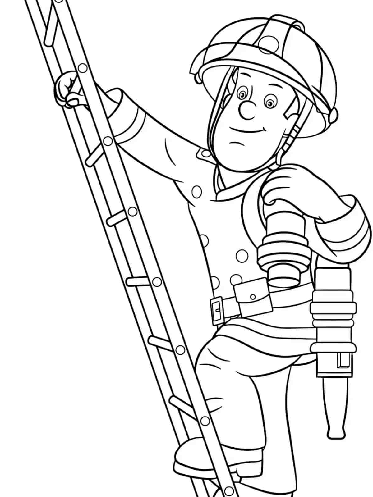 Fireman Sam With Hose Coloring Pages