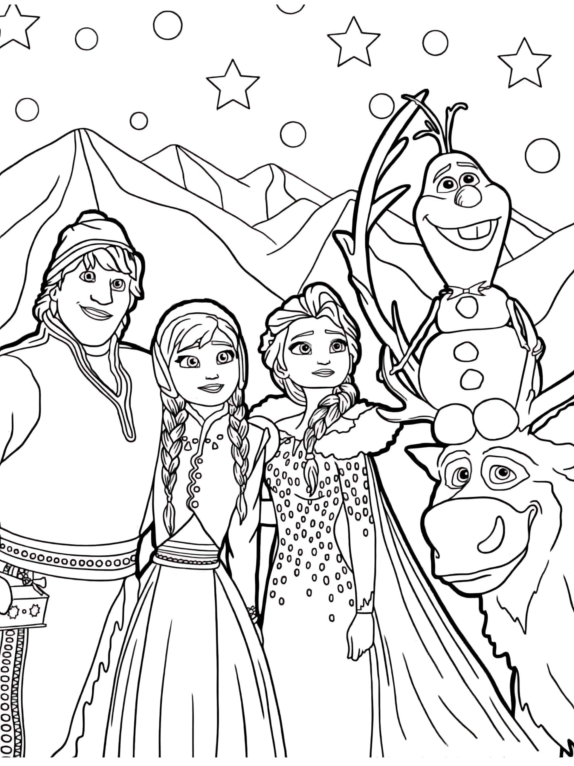 Frozen Character To Coloring Page