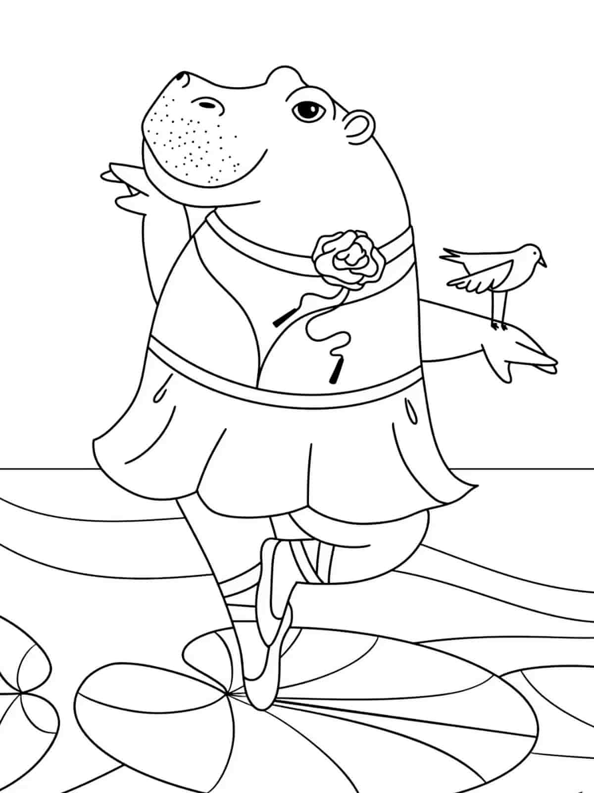 Hippo And Jungle Scene Coloring Pages