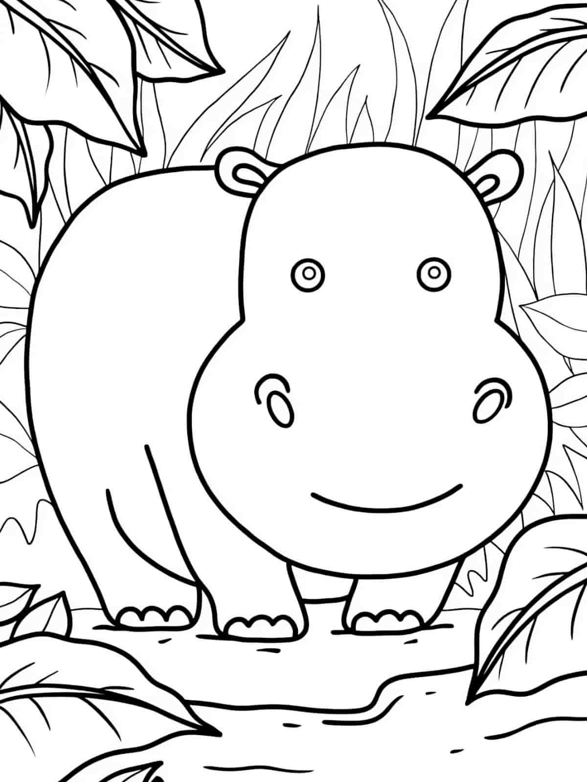 Hippo At Sunset Coloring Pages