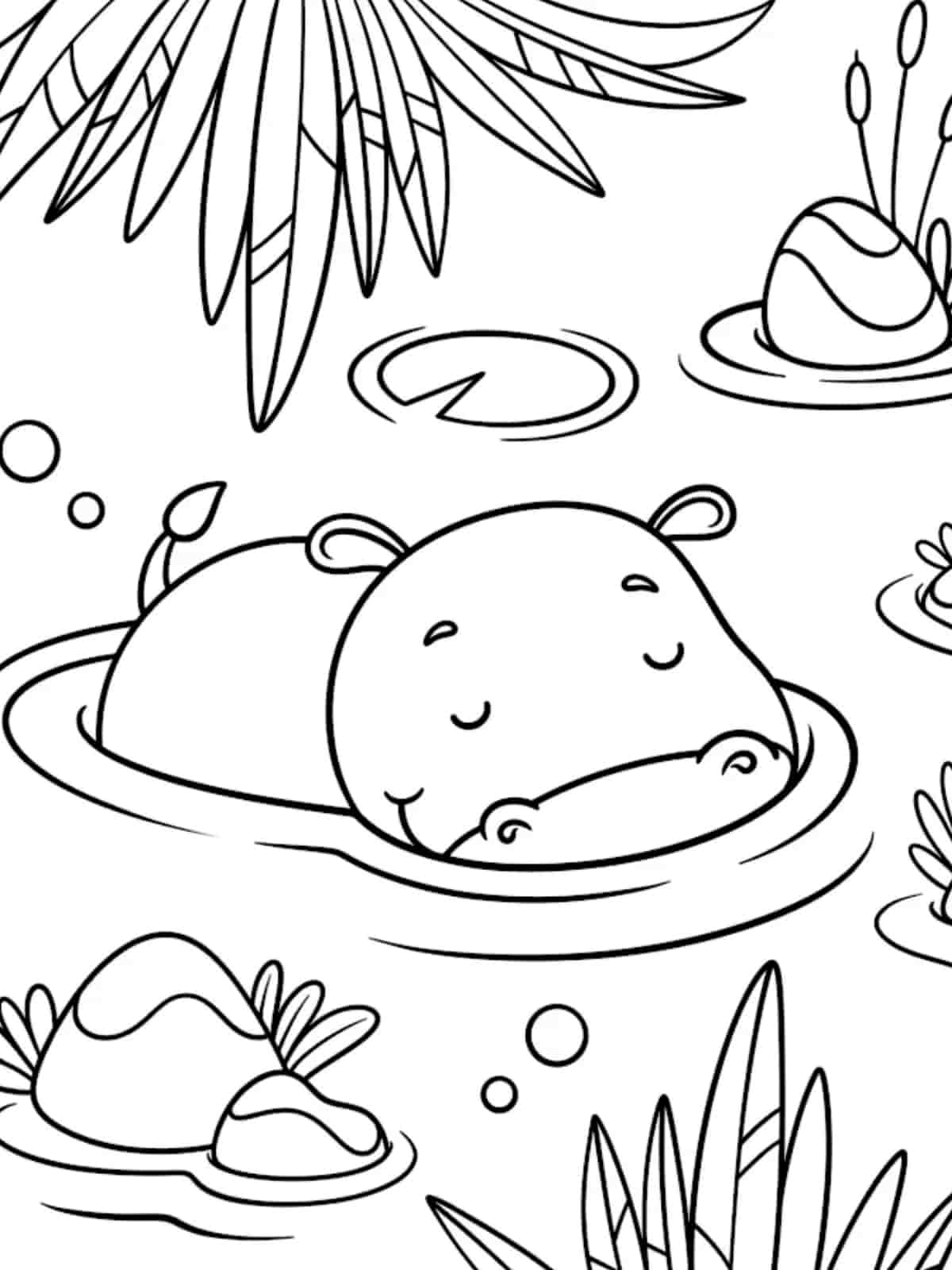 Hippo At The Zoo Coloring Pages