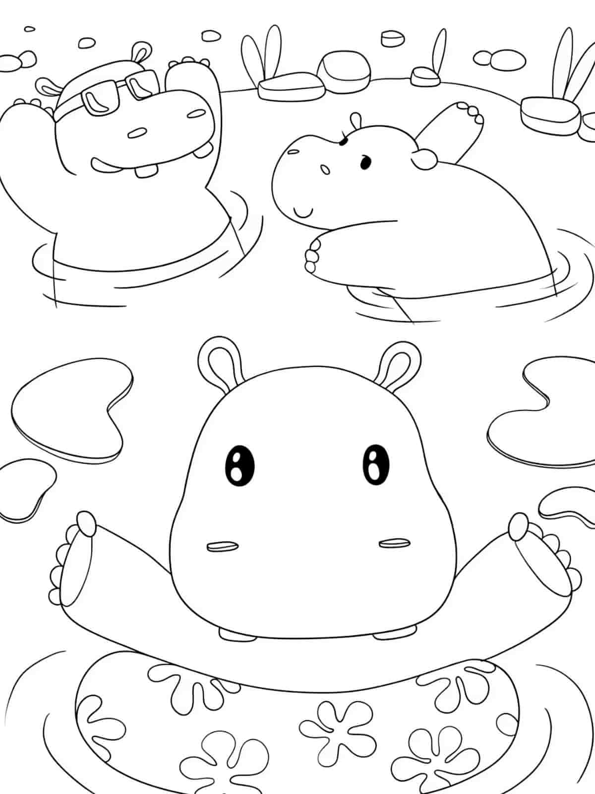 Hippo Wearing Hat Coloring Pages