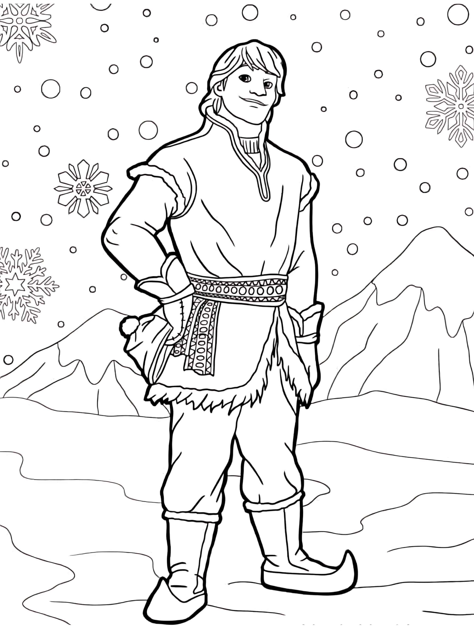 Kristoff In The Snow Coloring Page