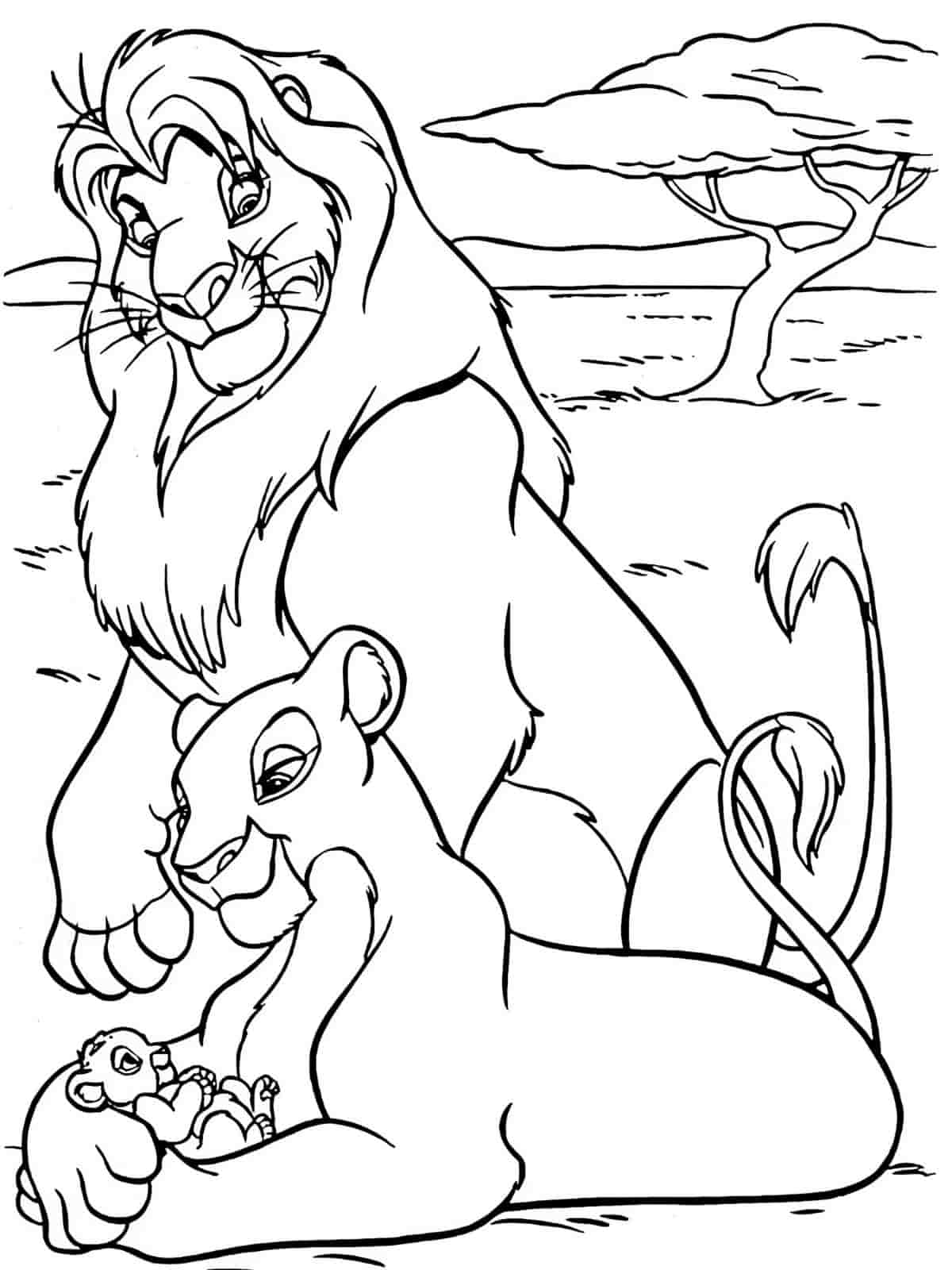 Mufasa Protecting Pride Rock Coloring Pages