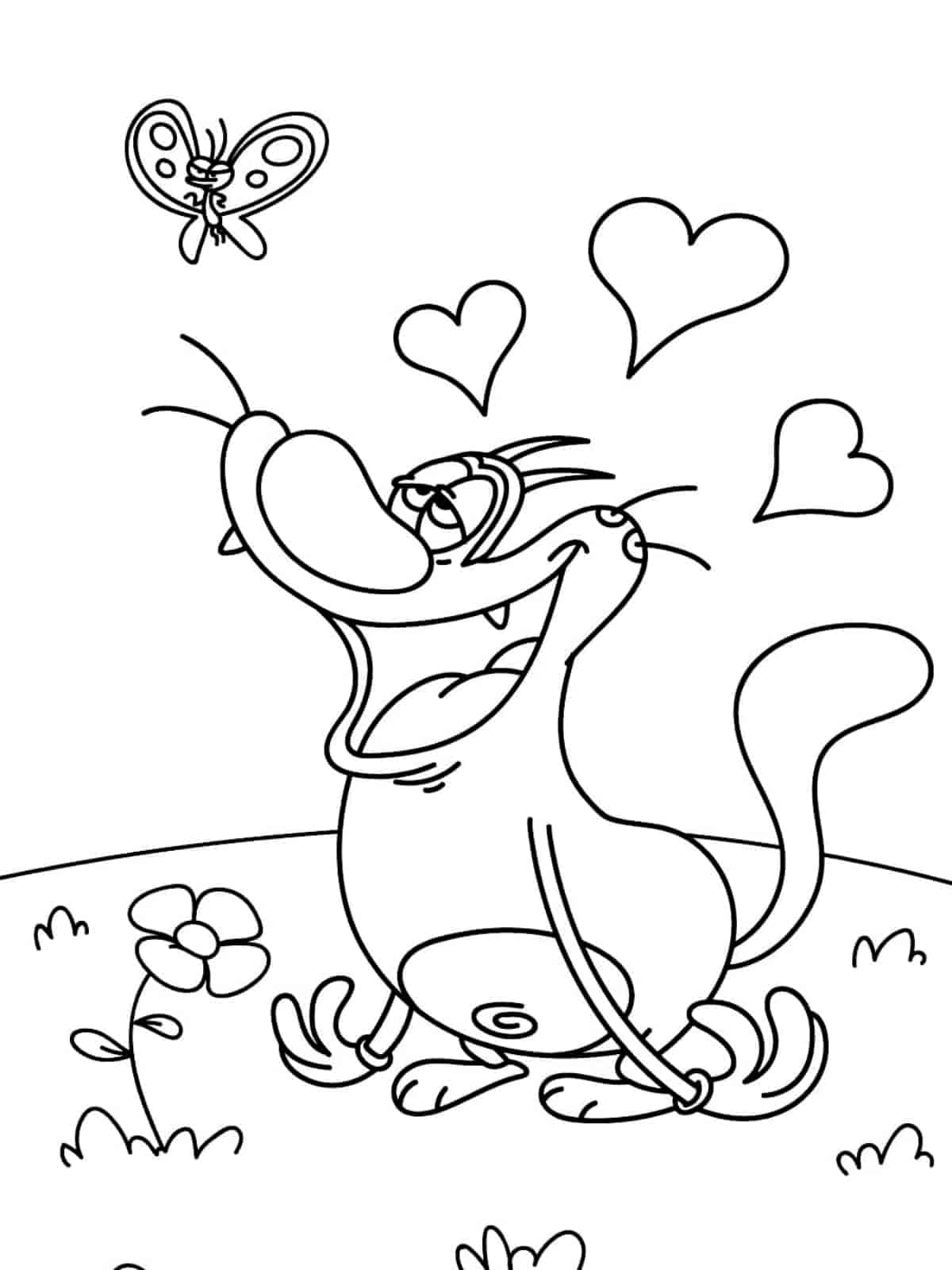 Oggy And The Cockroaches Coloring Pages