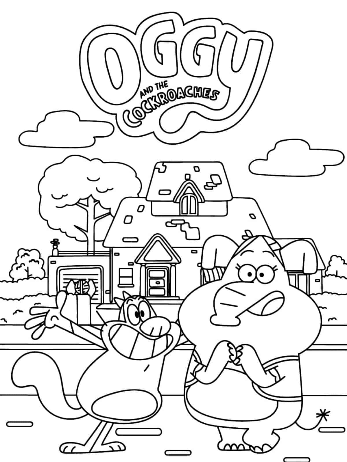 Oggy And The Cockroaches In Space Coloring Pages