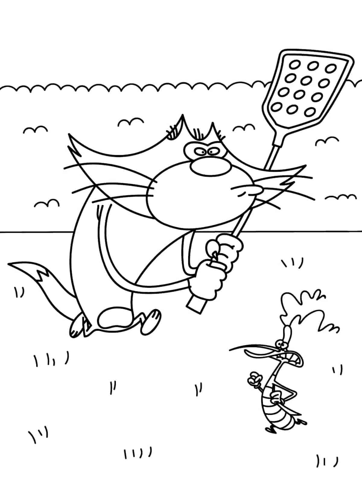 Oggy Fighting The Cockroaches Coloring Pages