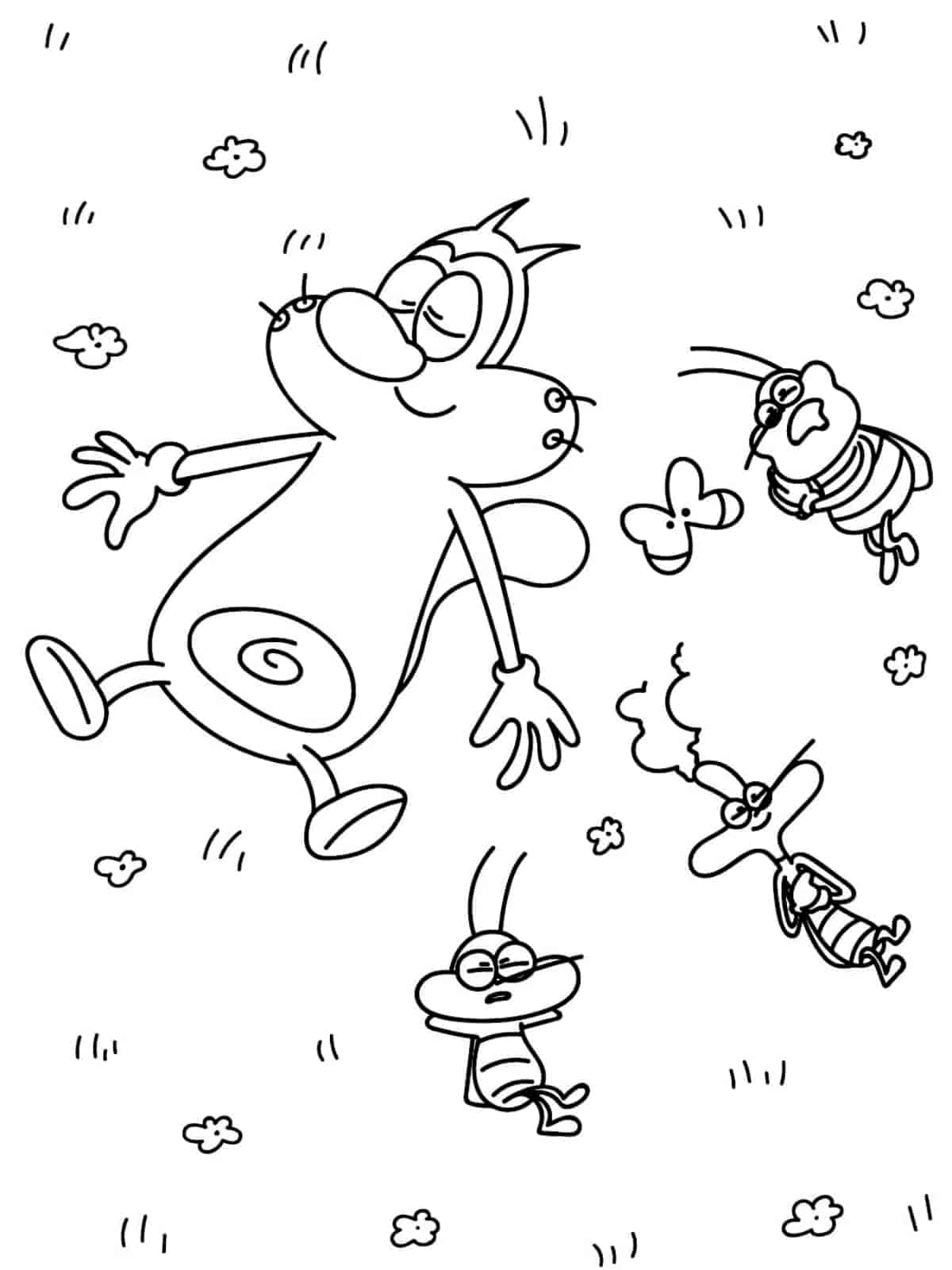 Oggy In The Garden Coloring Pages