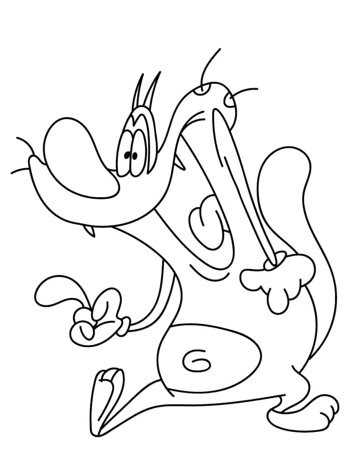 Oggy With A Cake Coloring Pages