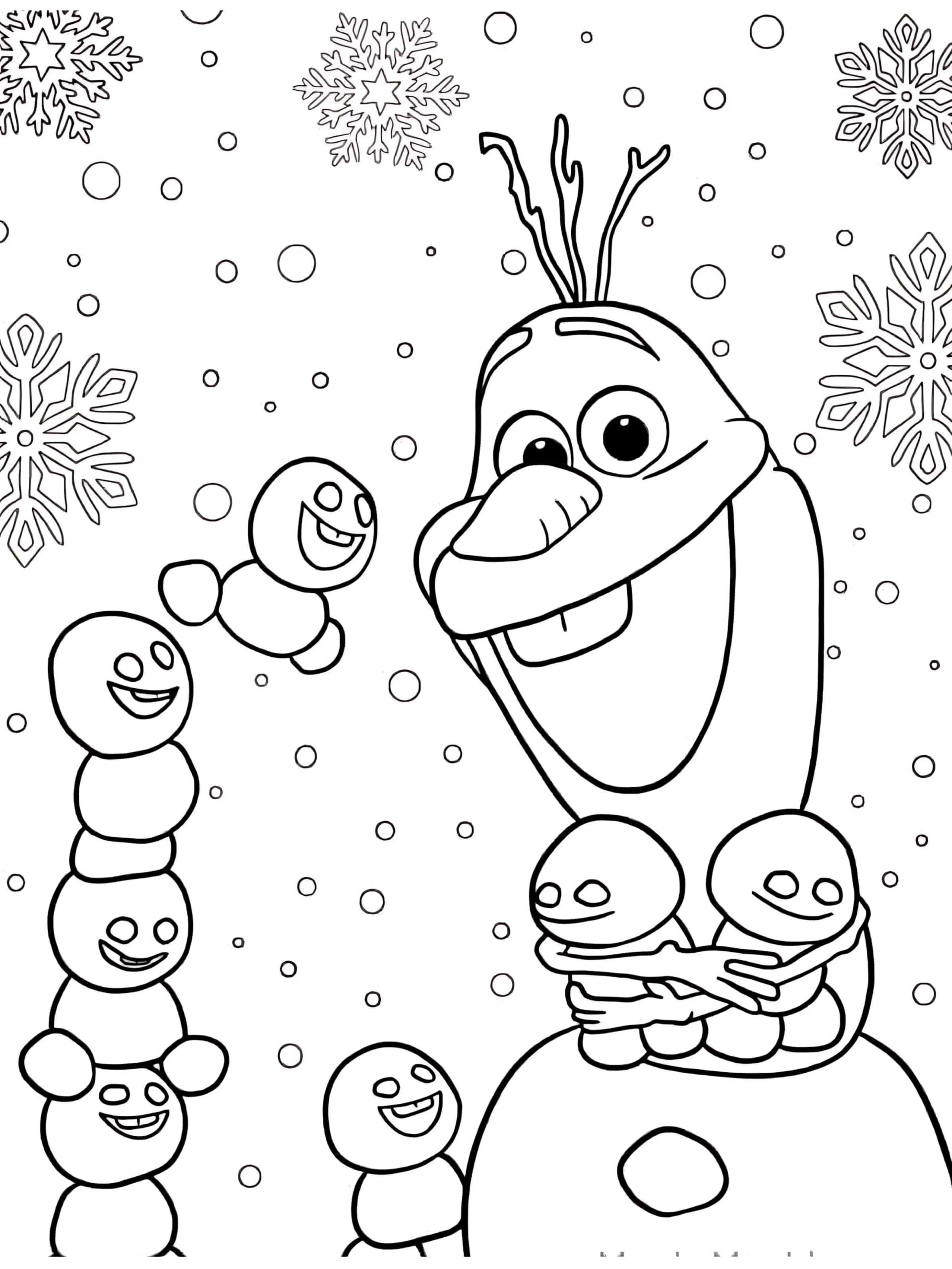 Olaf And Snow Babies To Coloring Page