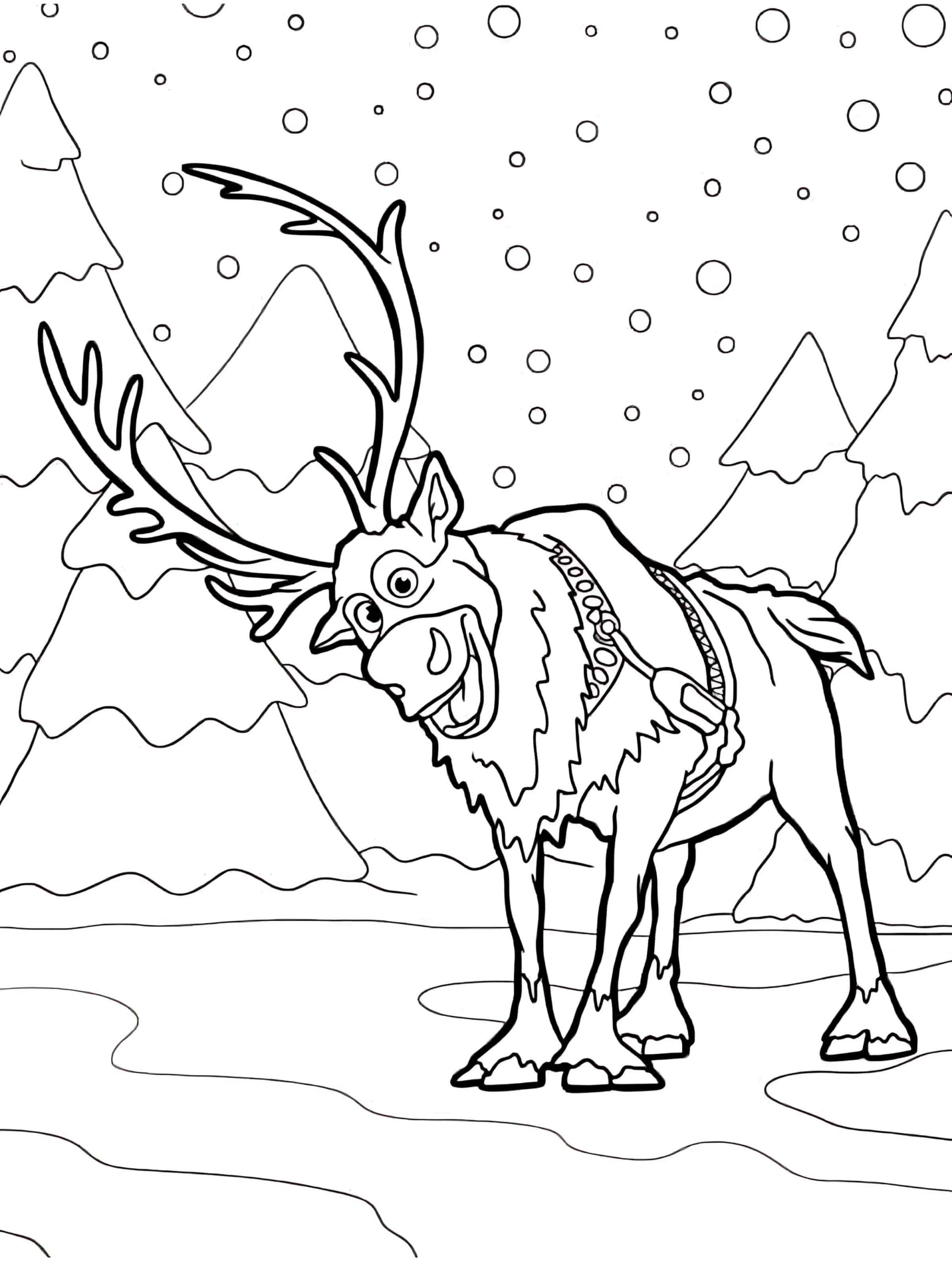 Smiling Sven In The Snow Coloring Page