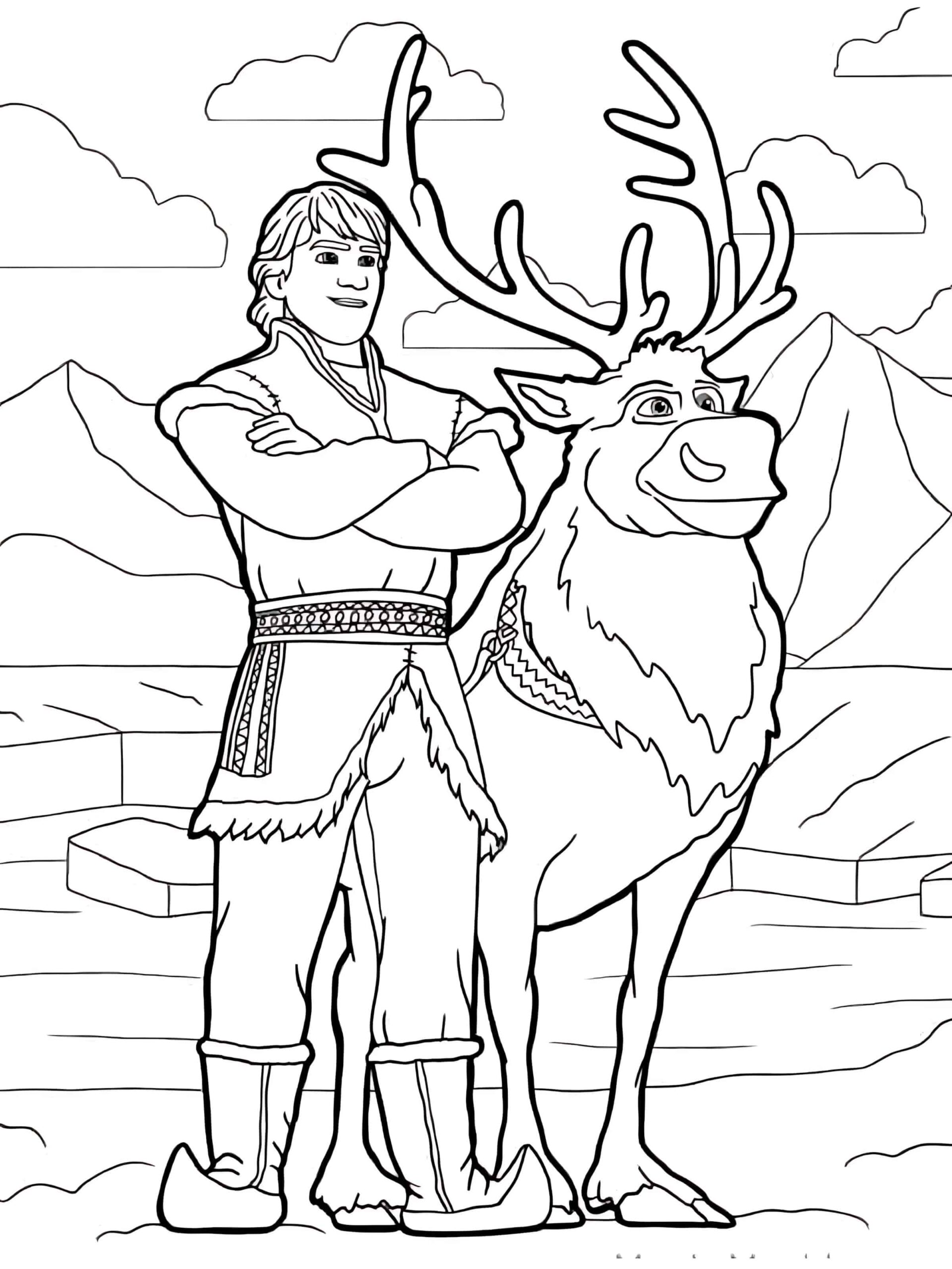 Sven And Kirstoff Coloring Picture For Kids