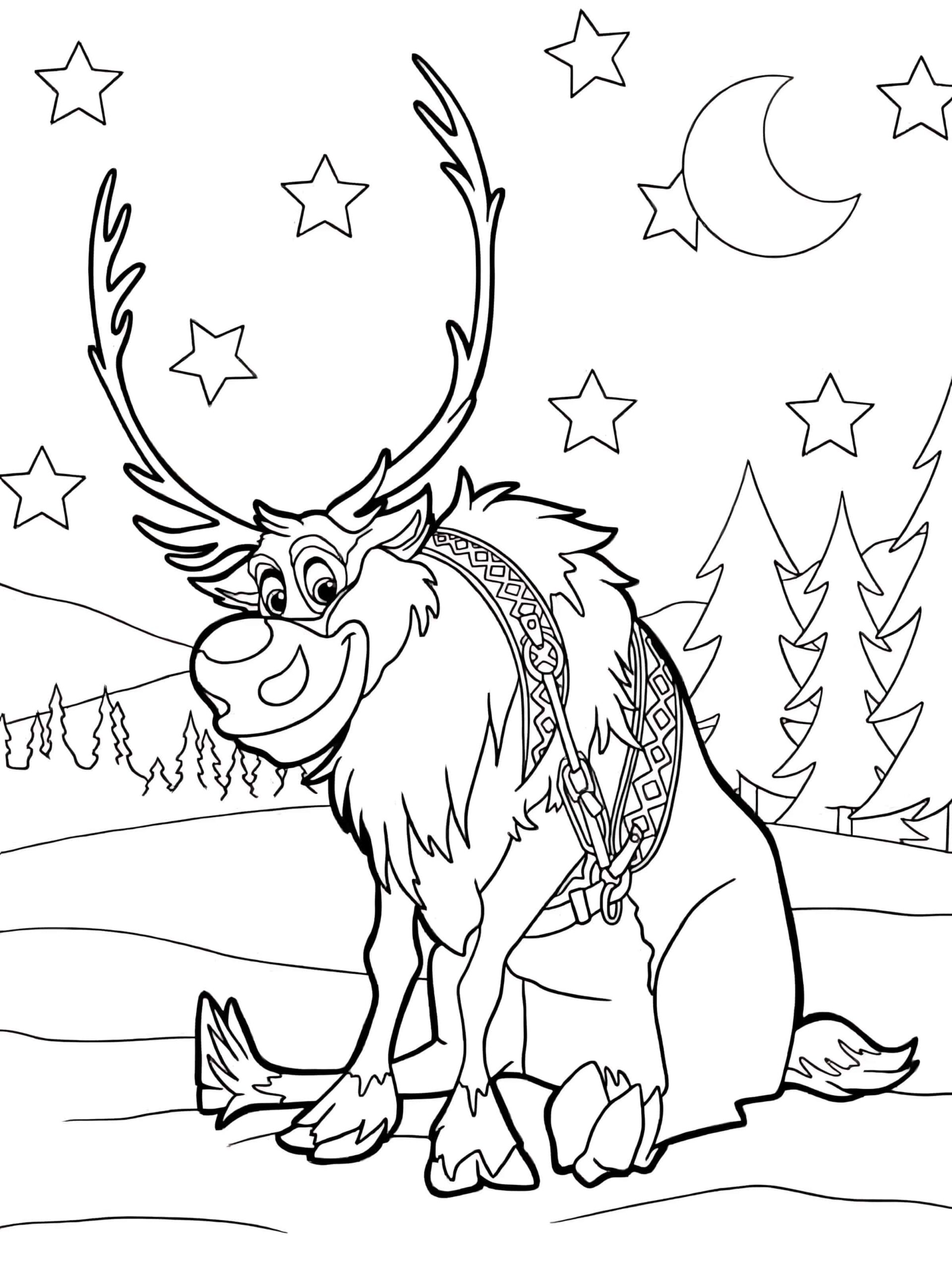 Sven Reindeer Coloring Page