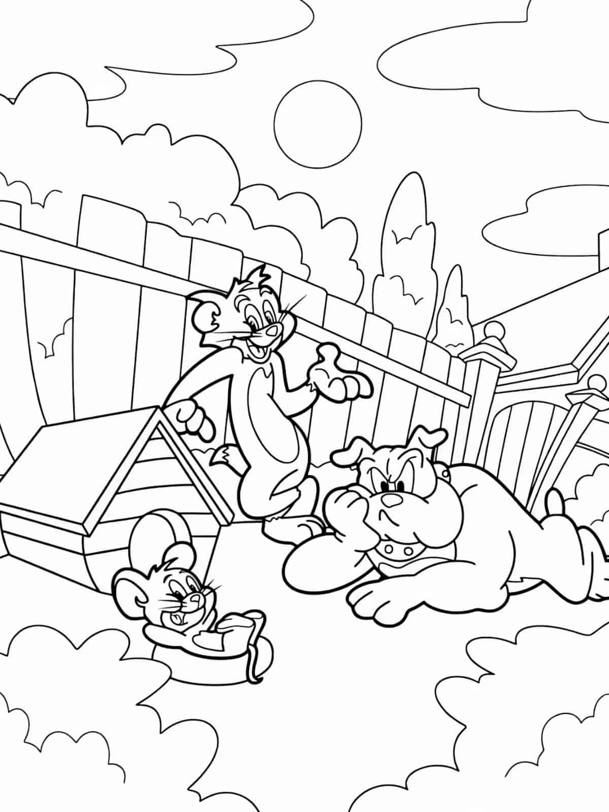 Tom And Jerry Playing Coloring Pages